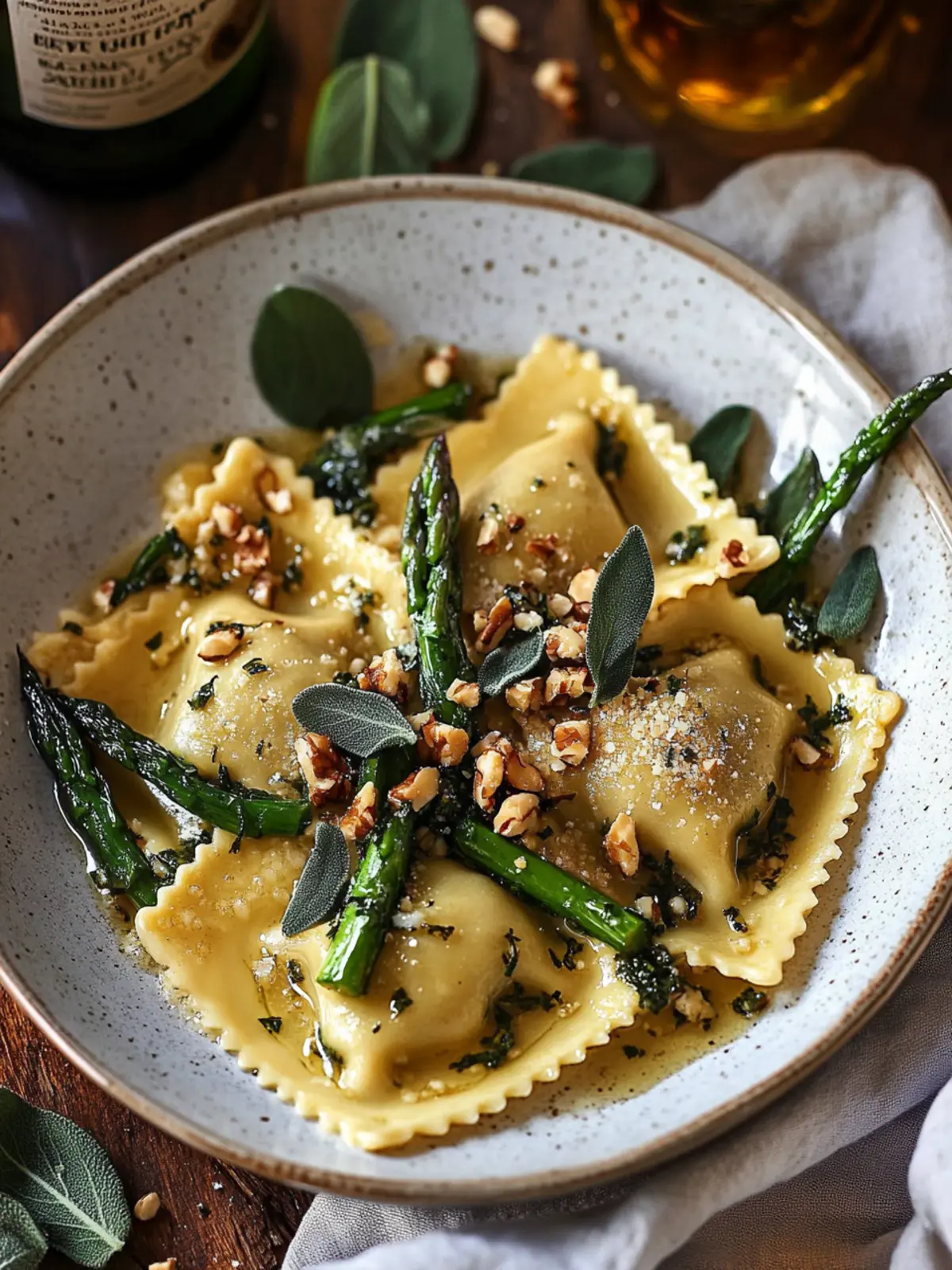 Brown Butter Sage & Hazelnut Ravioli with Asparagus Bliss 4 Brown Butter Sage & Hazelnut Ravioli with Asparagus
