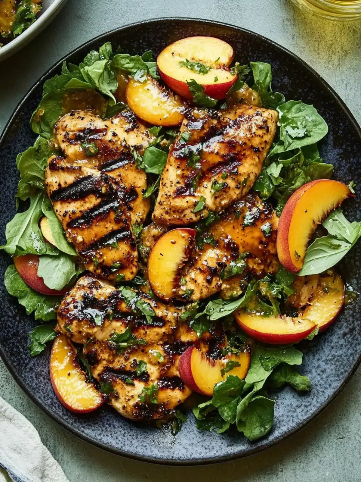 Grilled Honey Mustard Chicken with Peach Salad