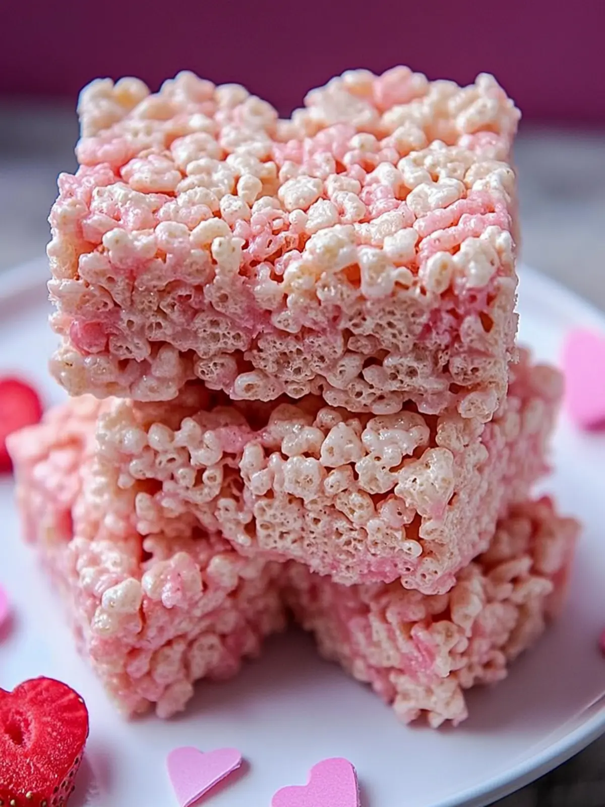 Strawberry Valentine Rice Krispie Treats