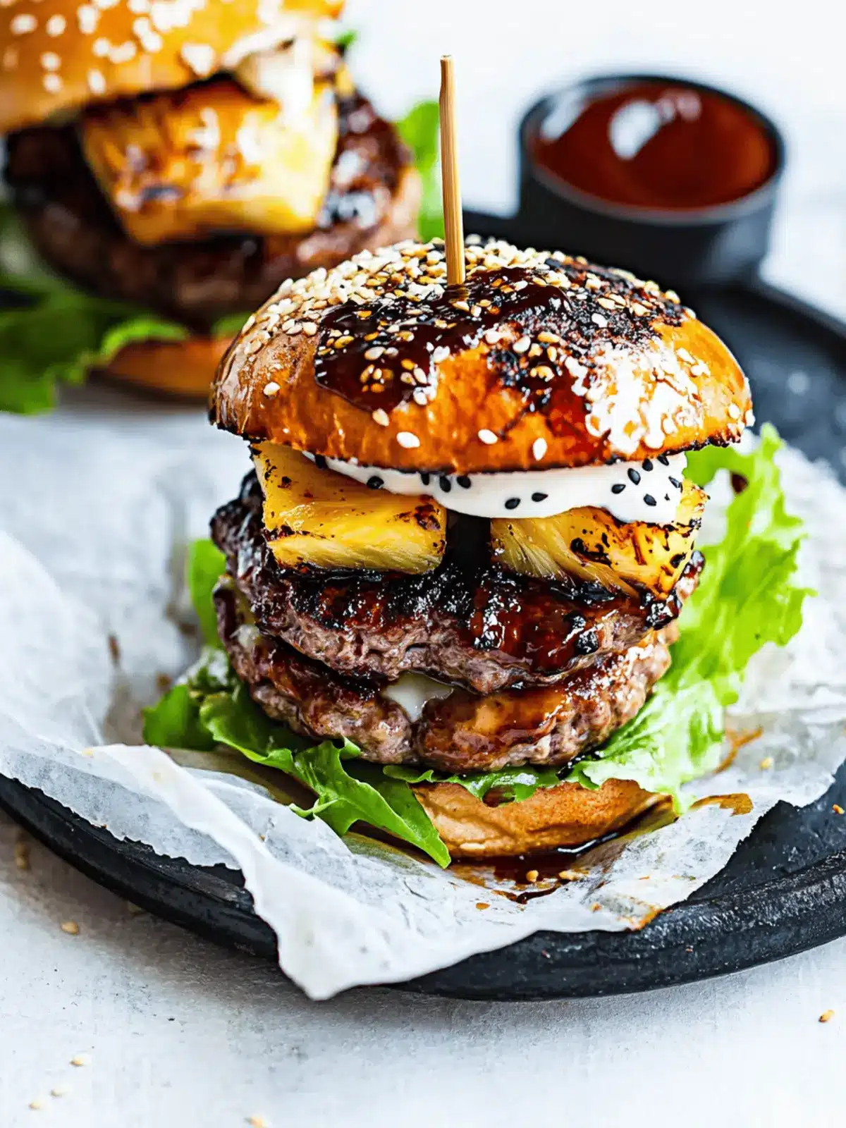 Hawaiian Teriyaki Burgers with Grilled Pineapple