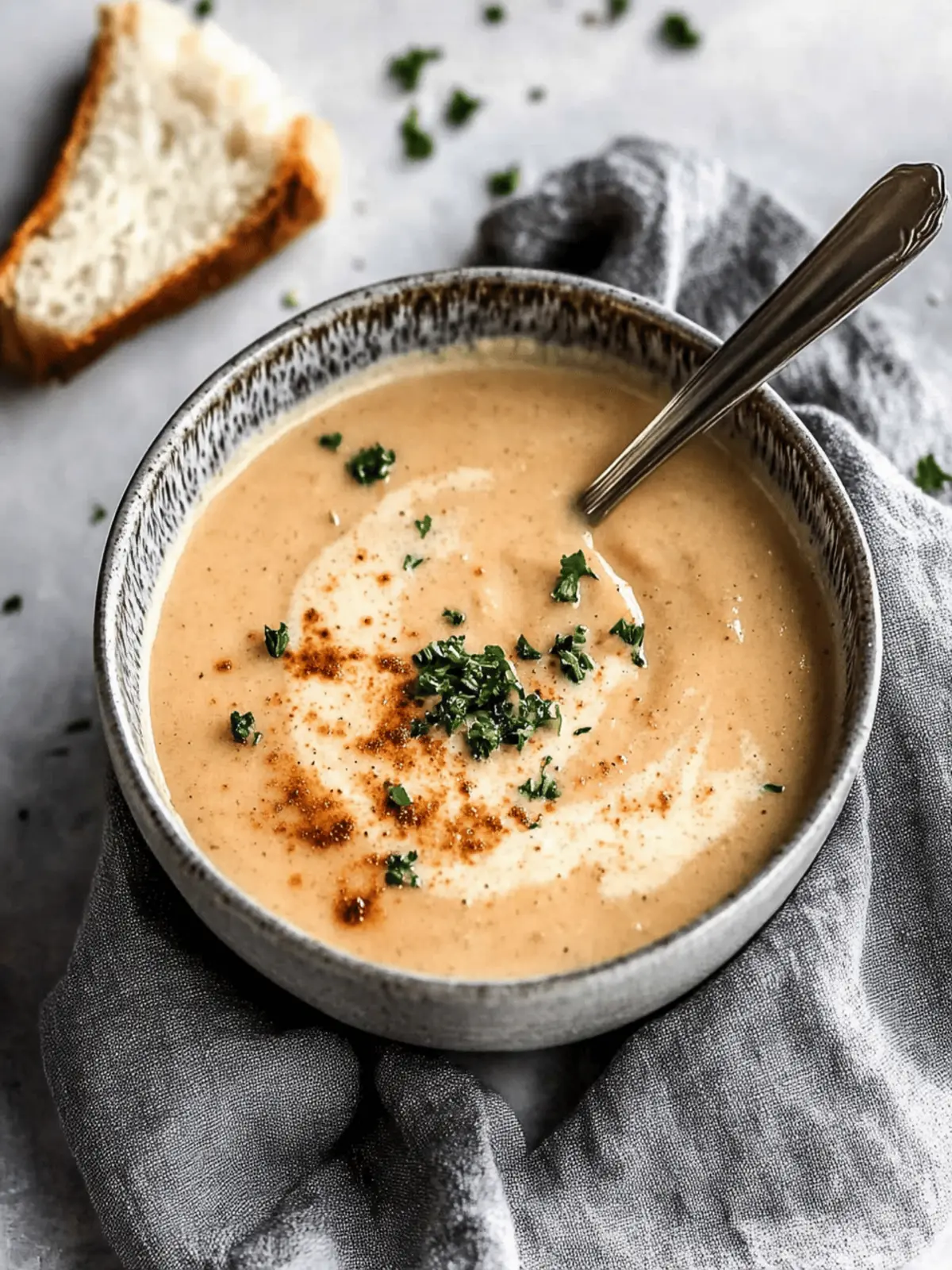 Creamy Roasted Garlic Cauliflower Soup