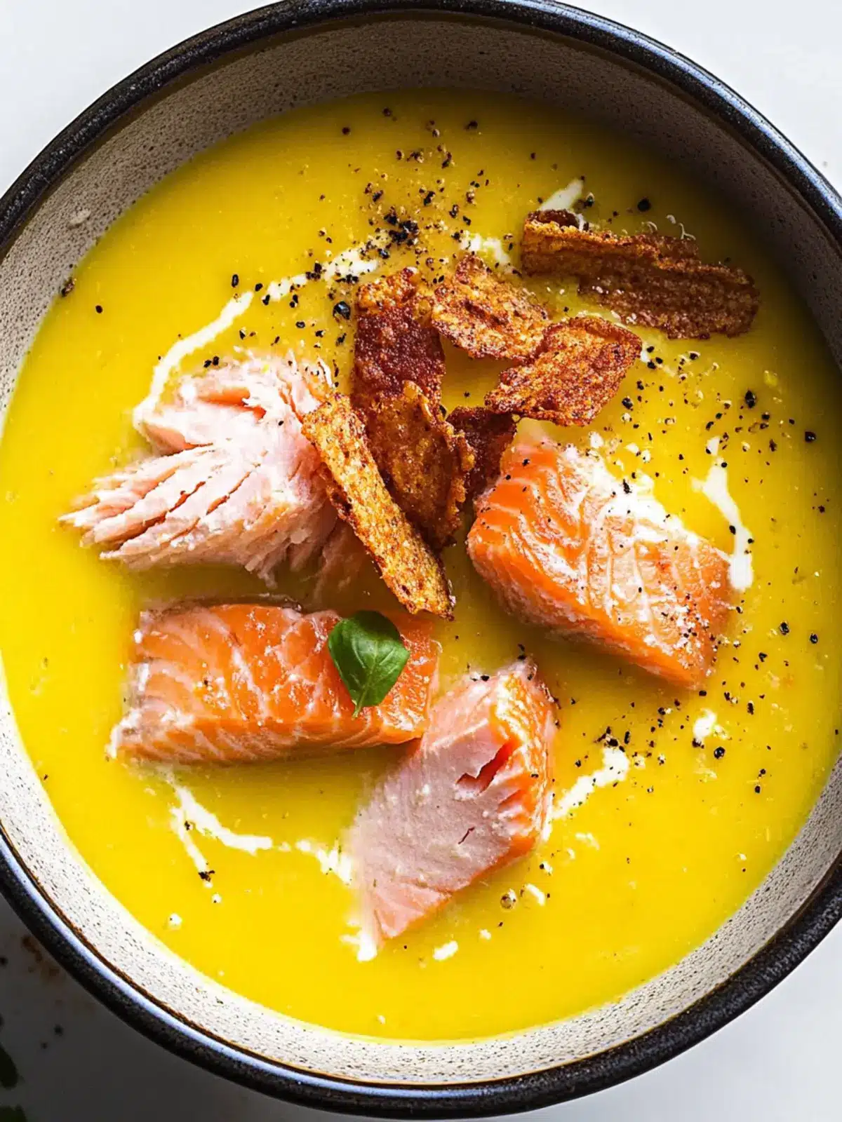 Corn Gazpacho with Salmon & Crispy Rice