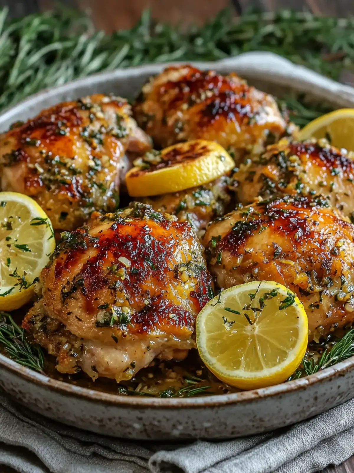 Crispy Lemon Herb Roasted Chicken Thighs