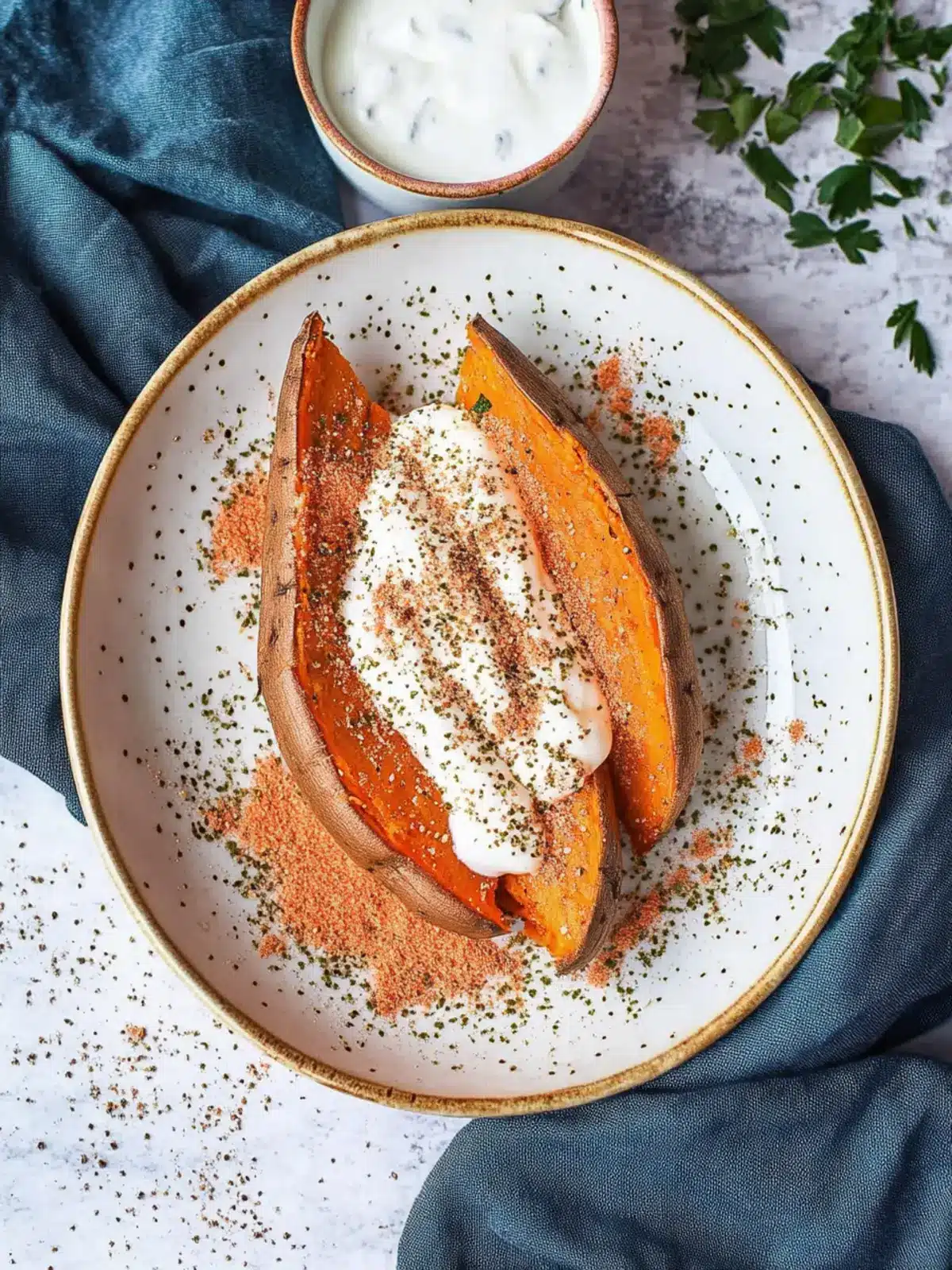 Air Fryer Baked Sweet Potatoes With Greek Yogurt