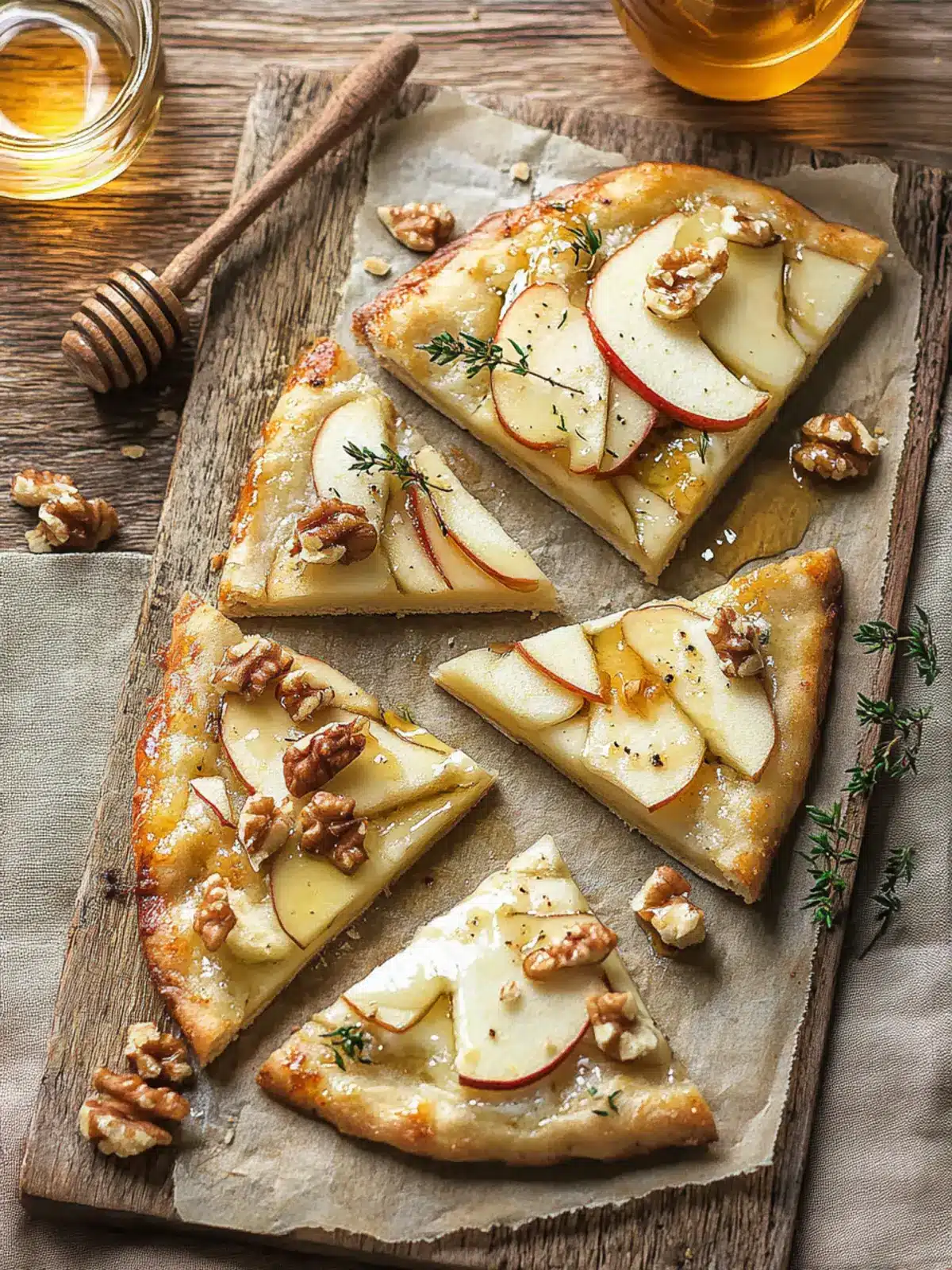 Apple Brie Flatbread with Walnuts and Honey