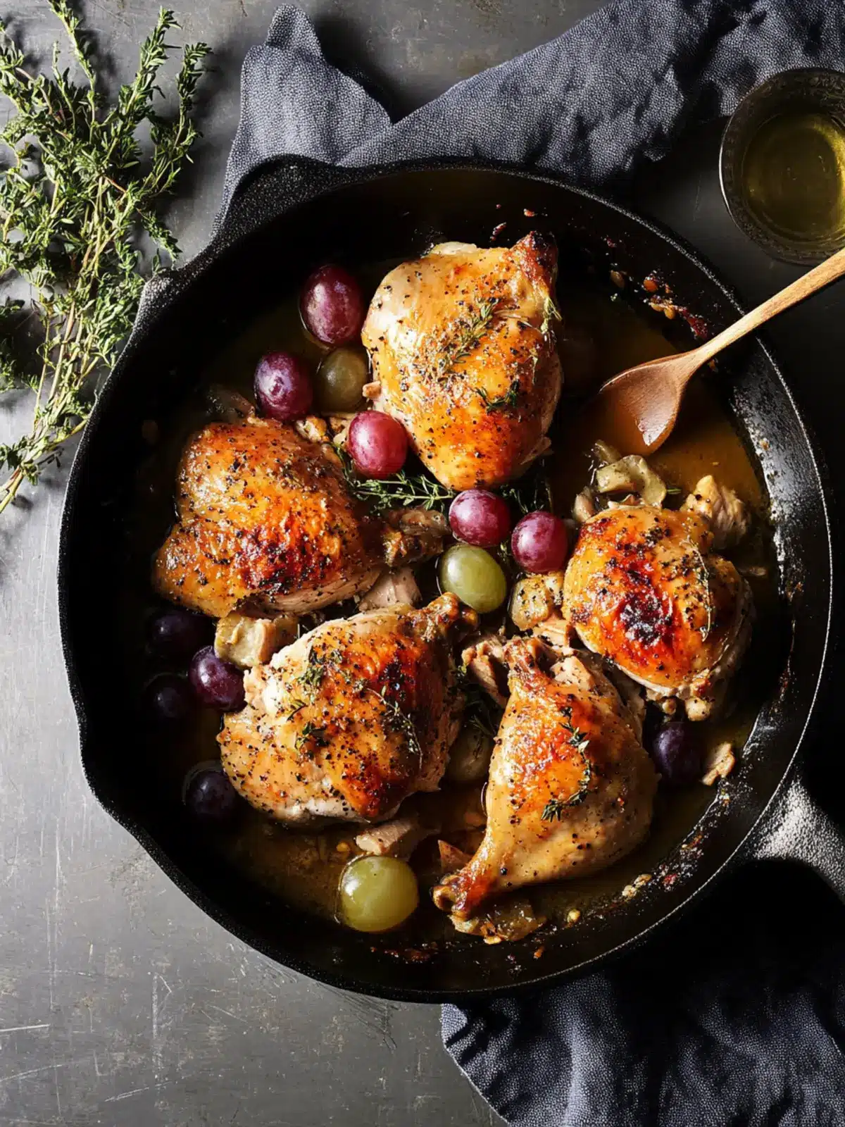 Roast Chicken with Mustard and Grapes
