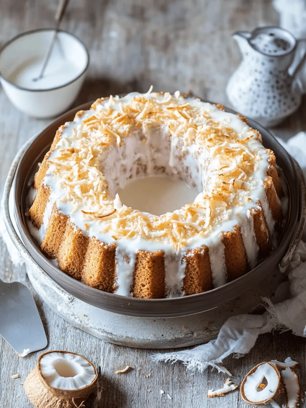 Toasted Coconut Tres Leches Pound Cake