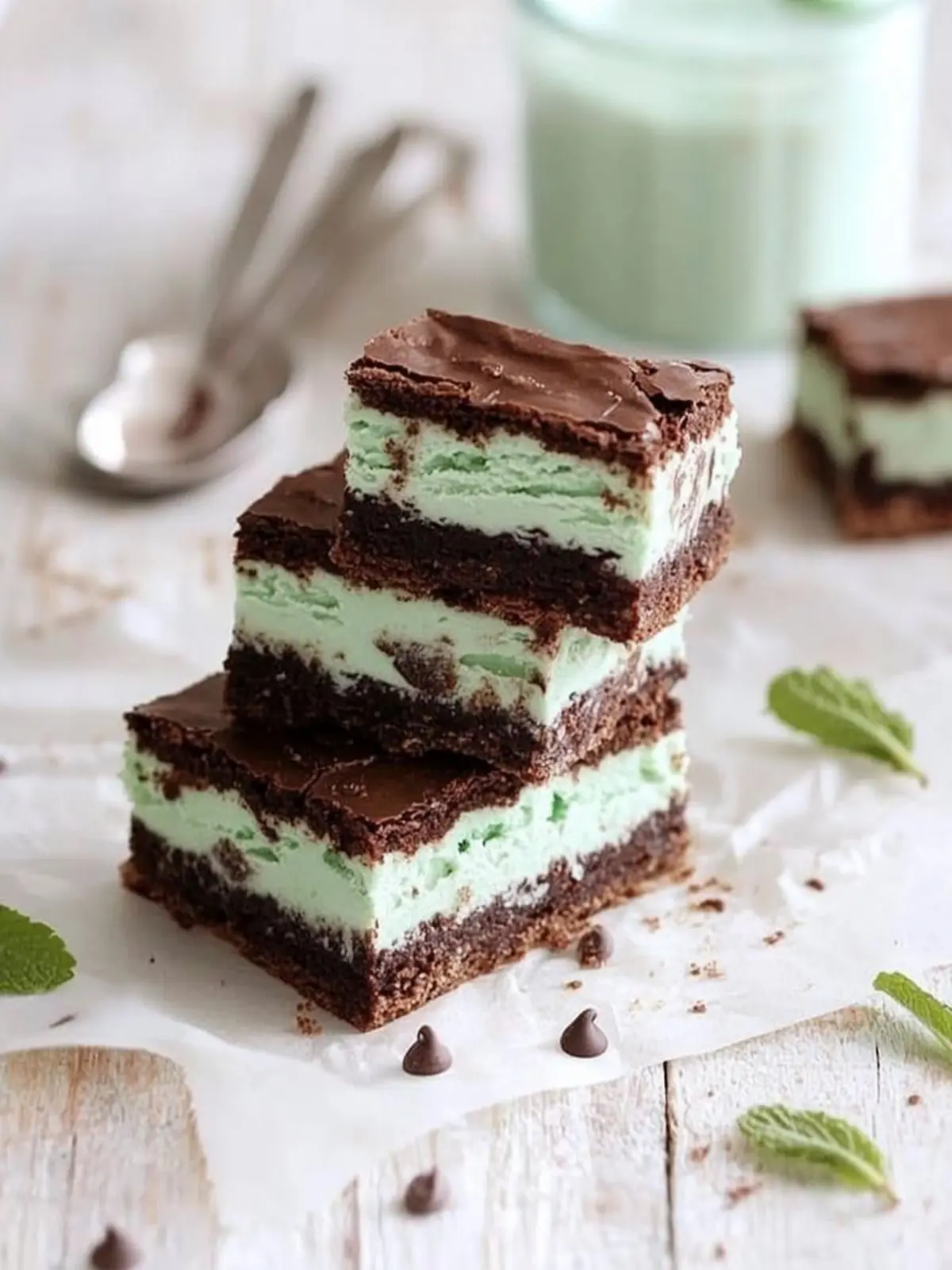 Mint Chocolate Chip Ice Cream Brownie Bars