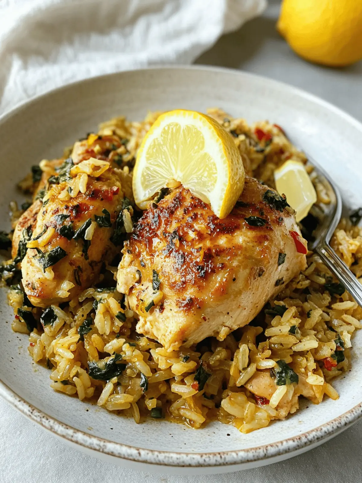 One Pan Greek Lemon Chicken and Rice Skillet
