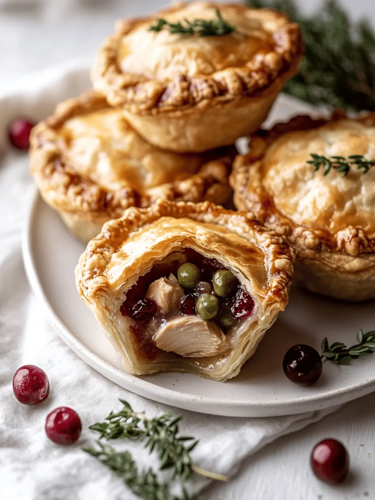 Mini Thanksgiving Turkey & Cranberry Pot Pies