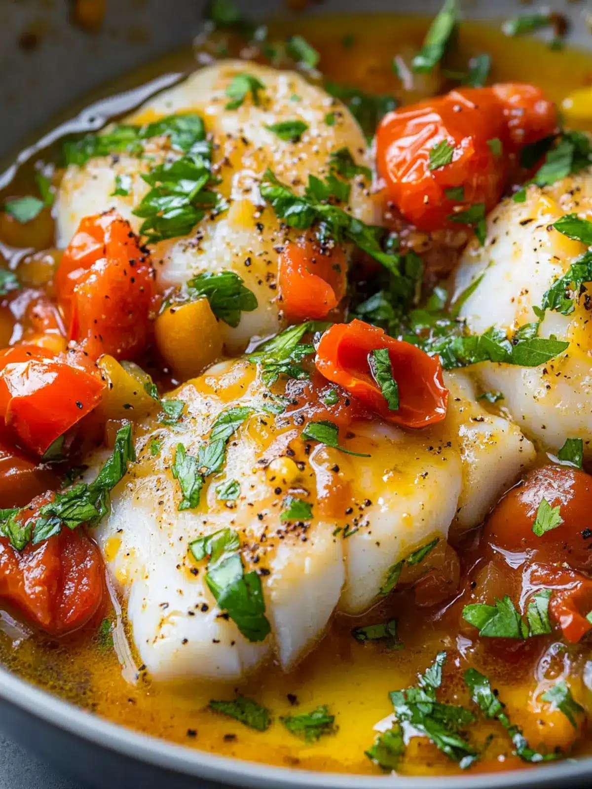 Cod in a Tomato Lemon Butter Sauce