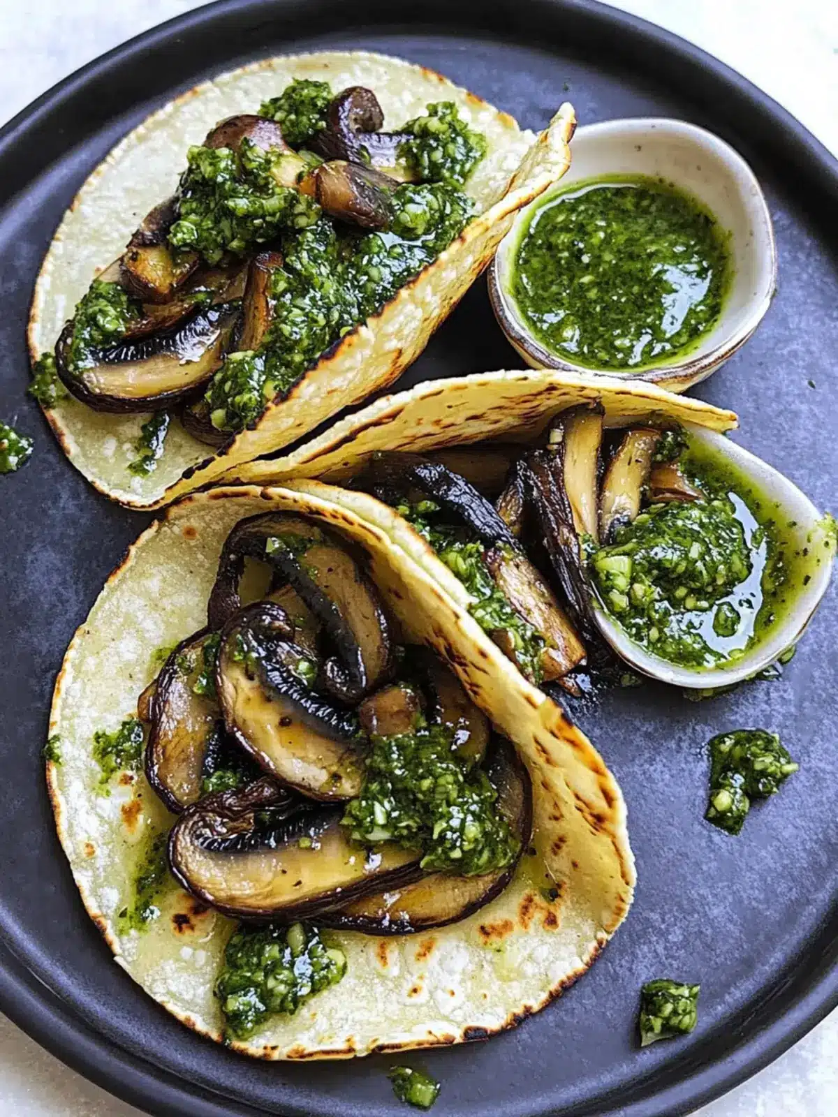 Portobello Mushroom Tacos with Chimichurri Sauce
