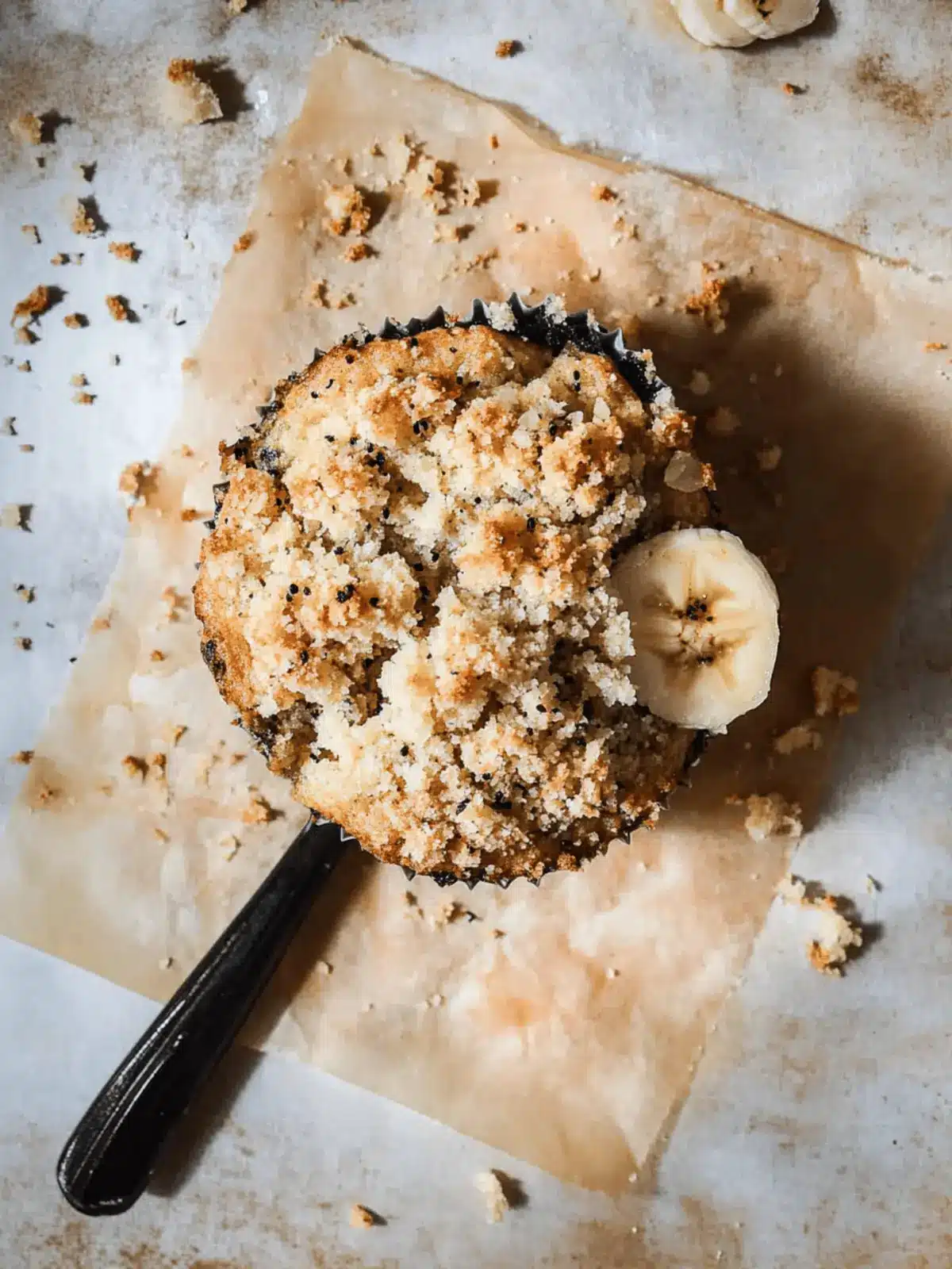 Tahini Banana Crumb Muffins