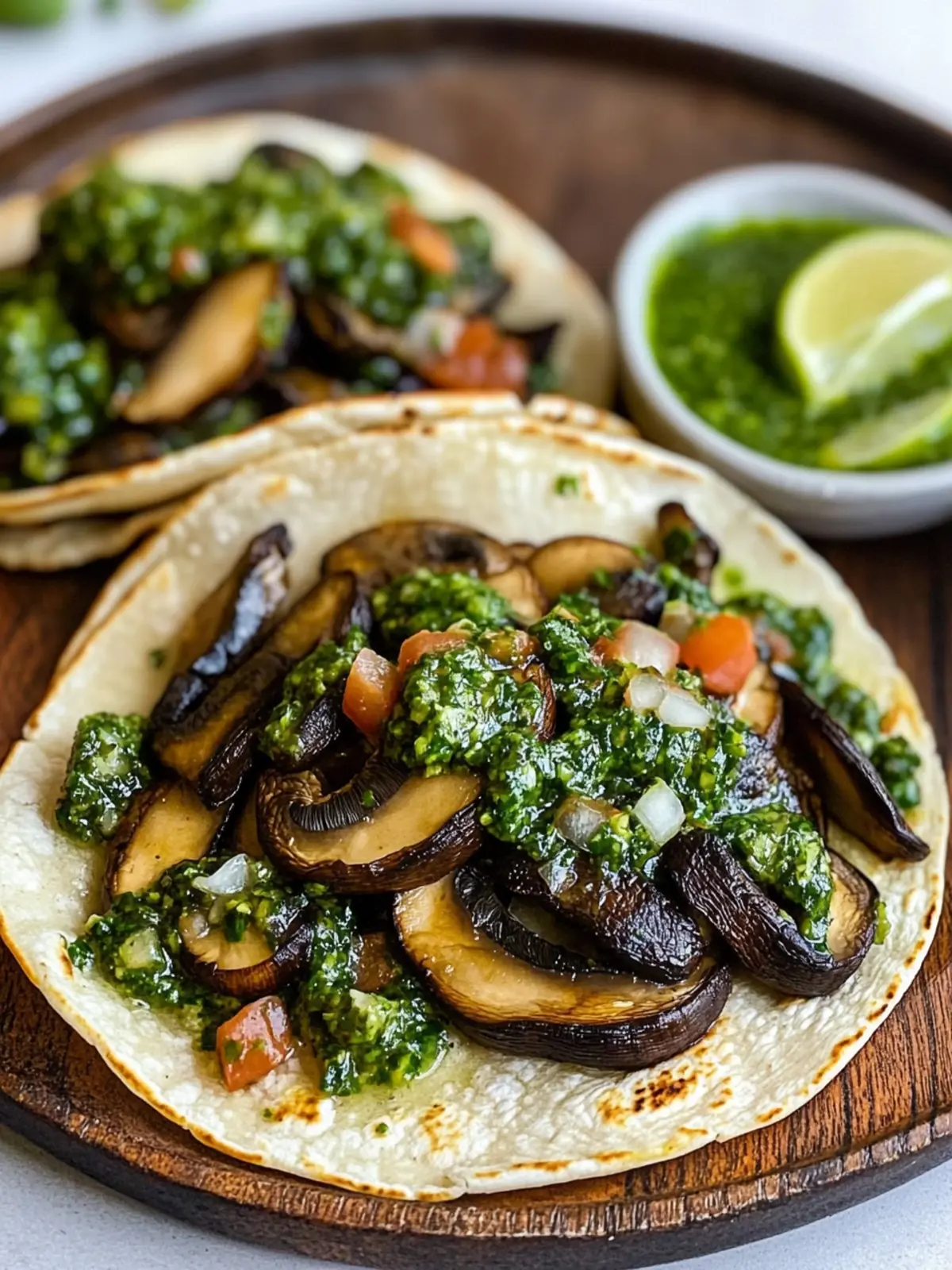 Portobello Mushroom Tacos with Chimichurri Sauce