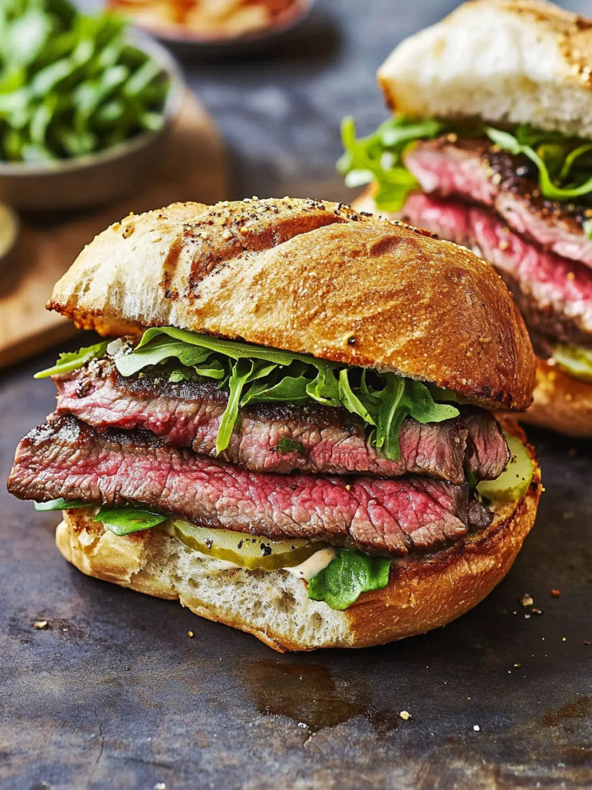 Ultimate Sirloin Steak Sandwiches with Zesty Pickled Onions 2 Sirloin Steak Sandwiches