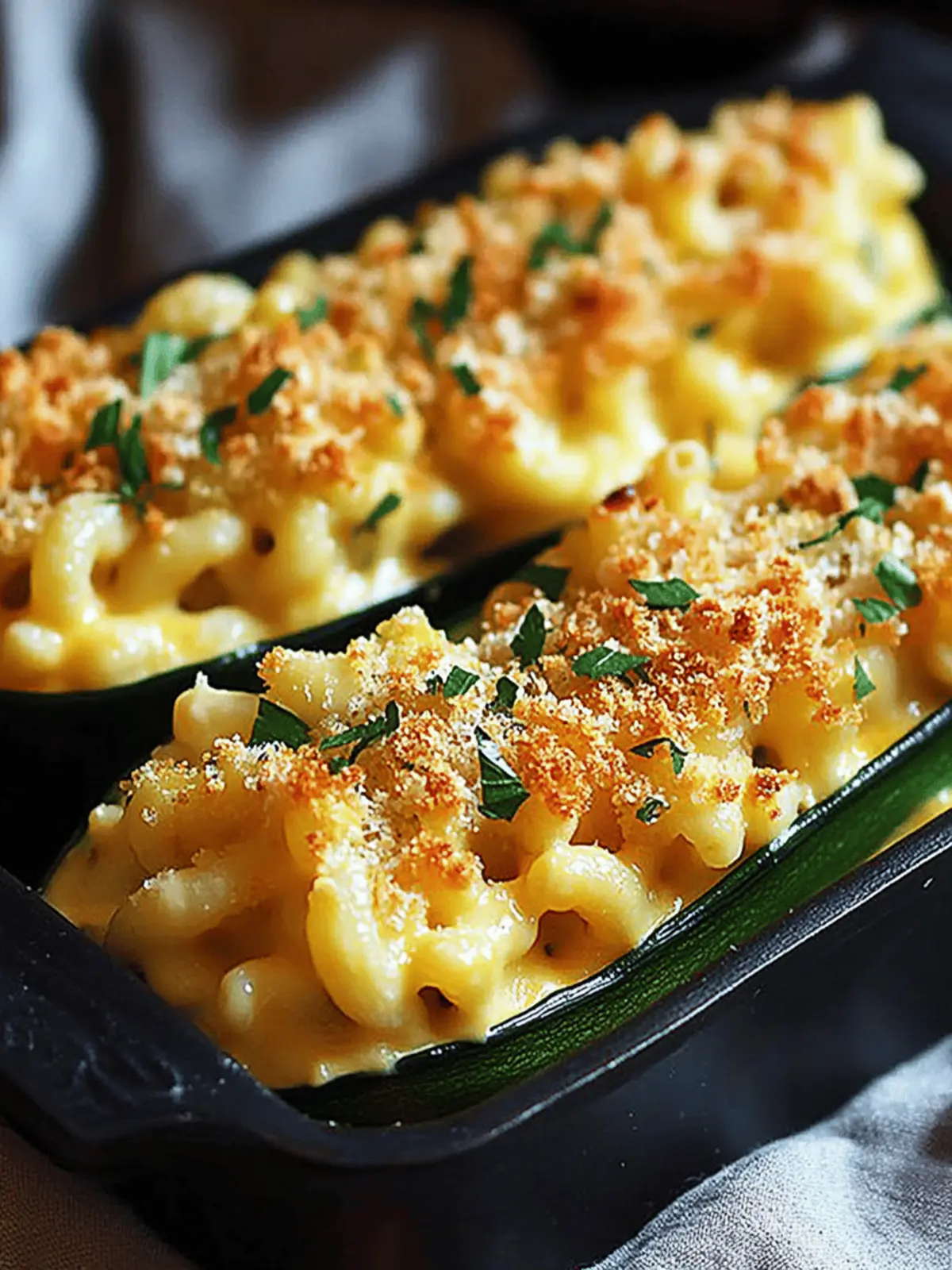 Mac & Cheese Stuffed Zucchini