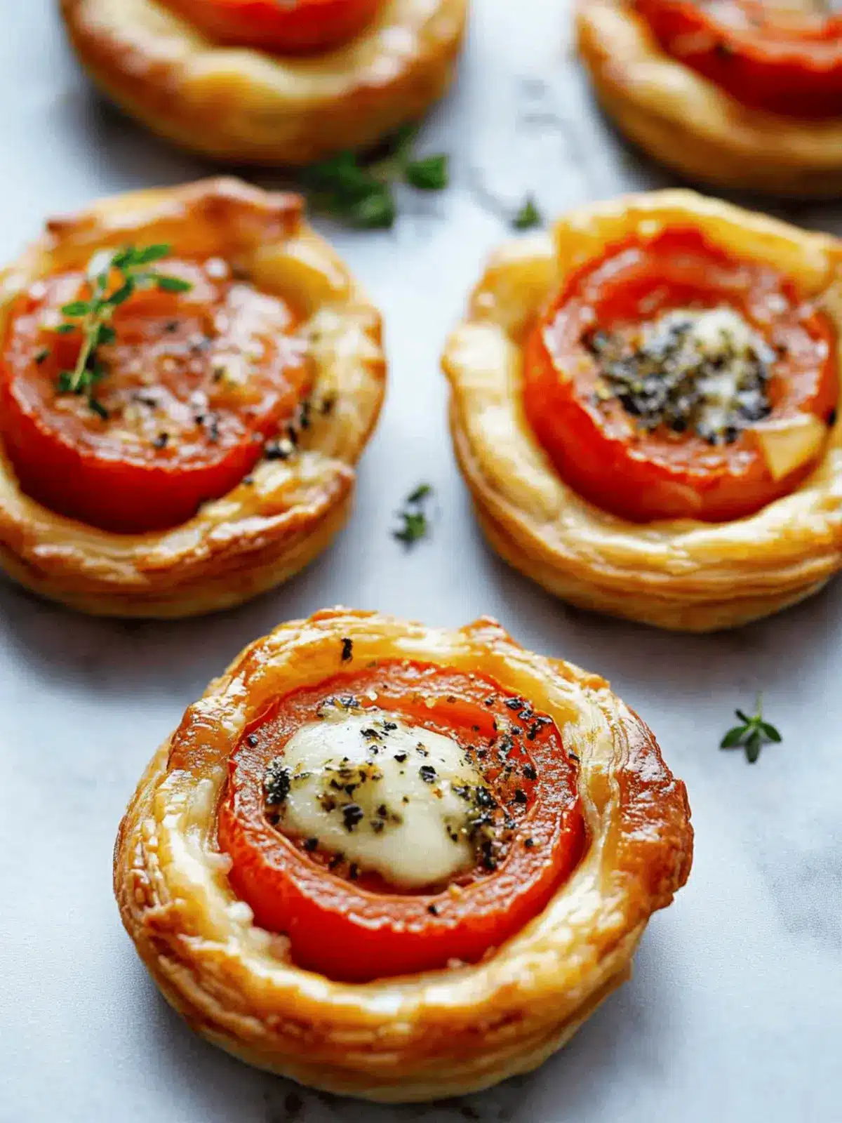 Mini Tomato Tarts with Puff Pastry