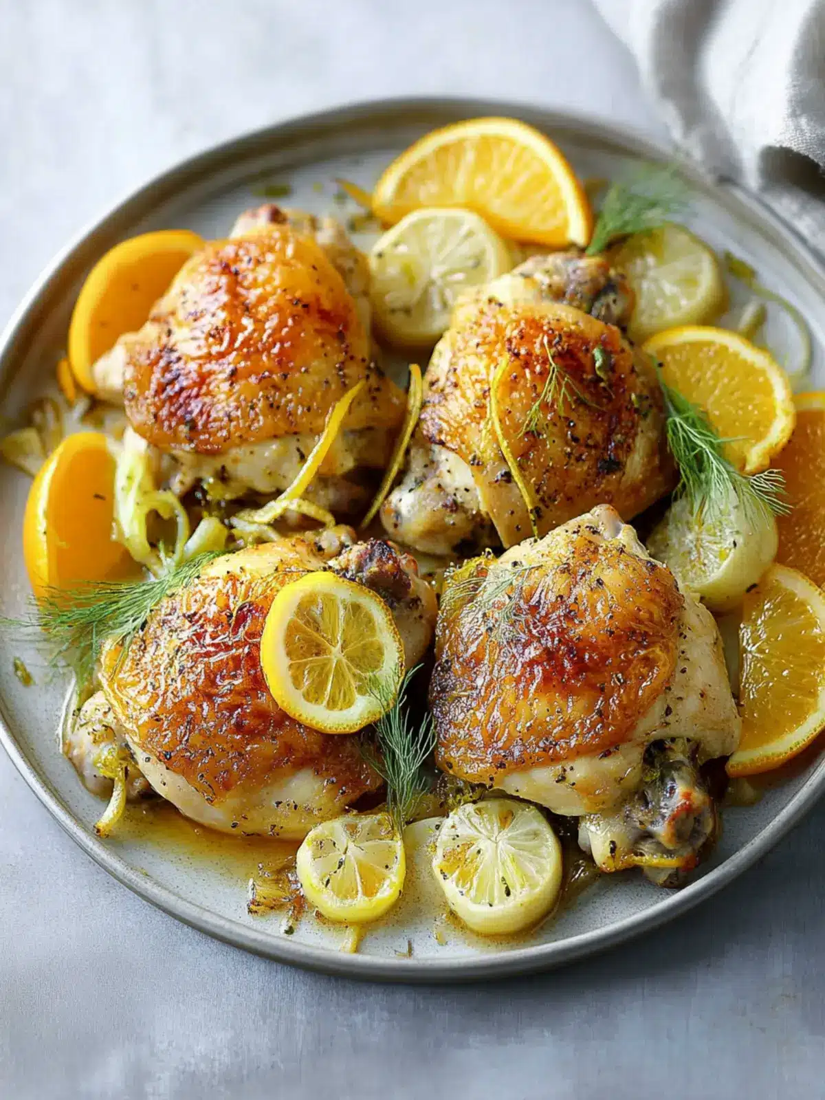 Roasted Chicken Thighs with Citrus and Fennel
