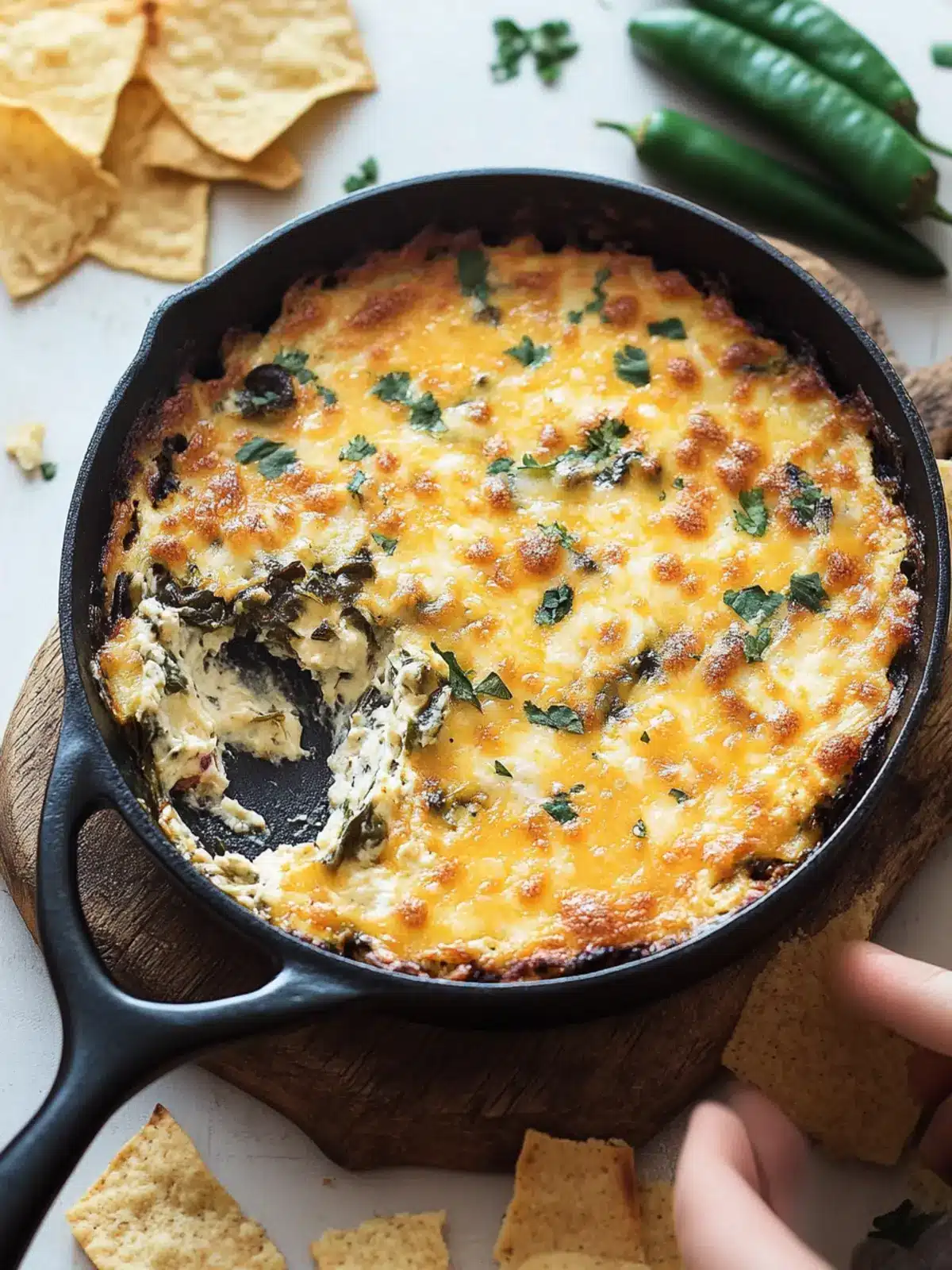 Cheesy Skillet Roasted Poblano Dip