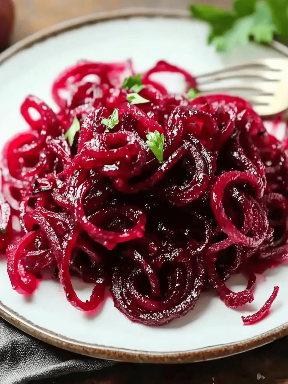 Roasted Spiralized Beets with Honey Mustard Vinaigrette