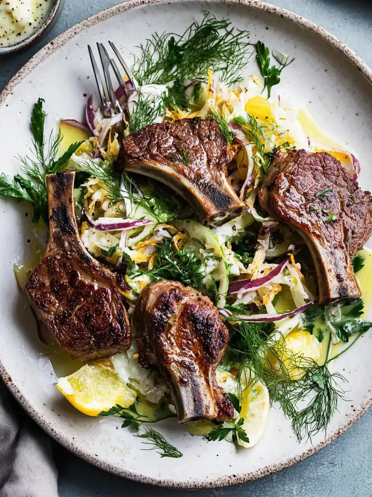 Lamb Chops with Fennel Slaw & Spiced Yogurt