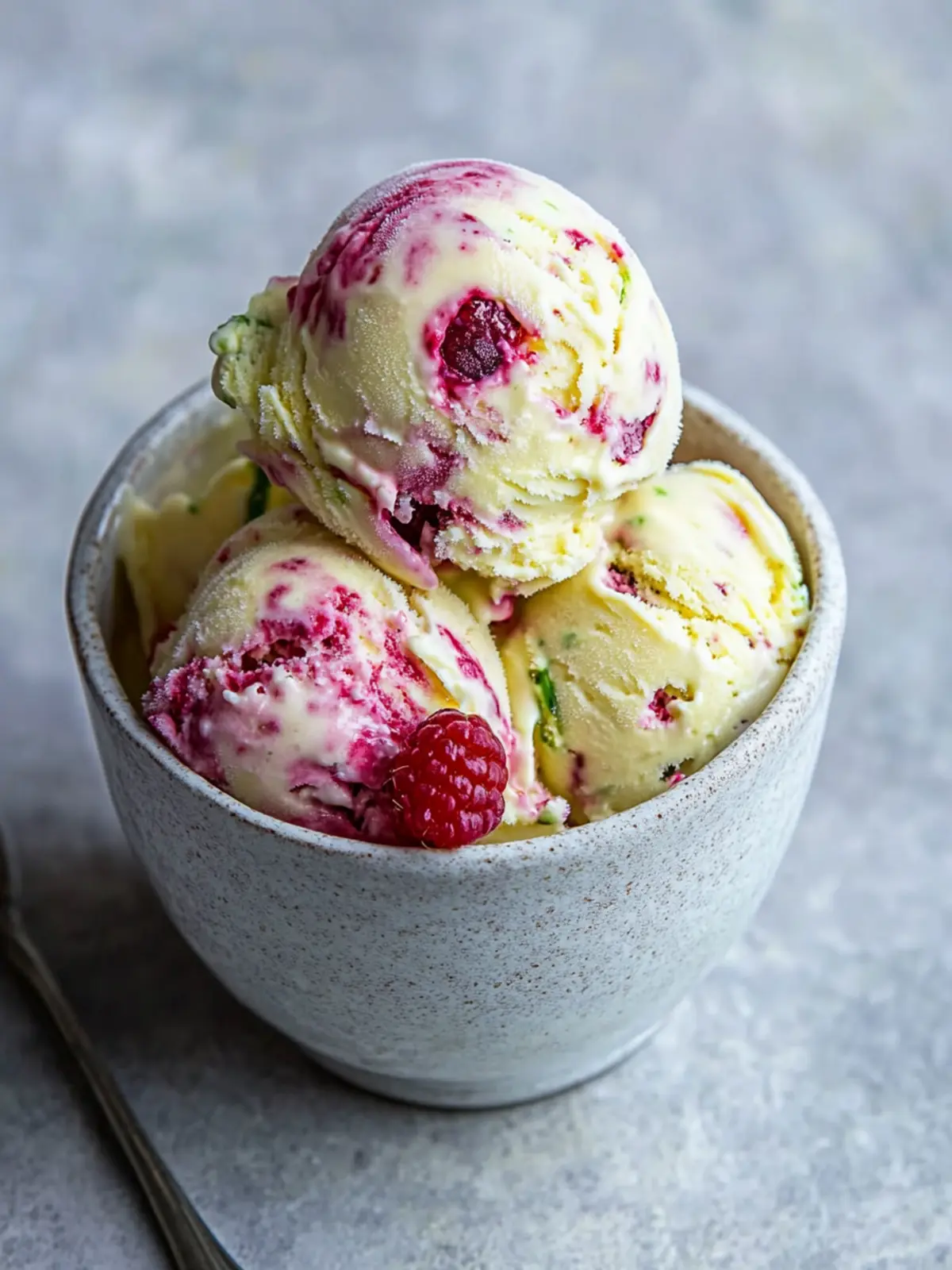 Raspberry Swirled Asparagus Ice Cream