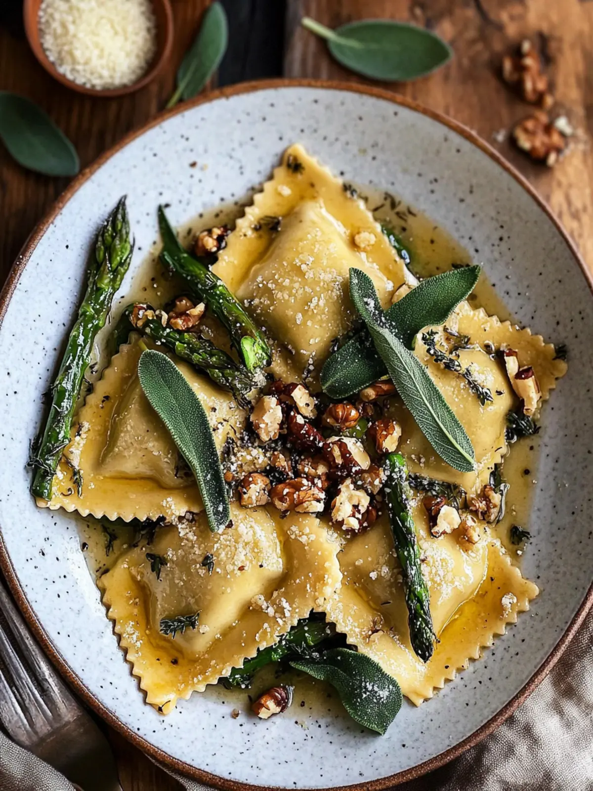 Brown Butter Sage & Hazelnut Ravioli with Asparagus Bliss 2 Brown Butter Sage & Hazelnut Ravioli with Asparagus