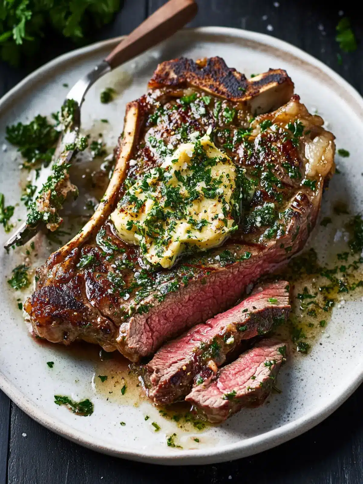 Pan-Roasted Ribeye with Parsley Butter