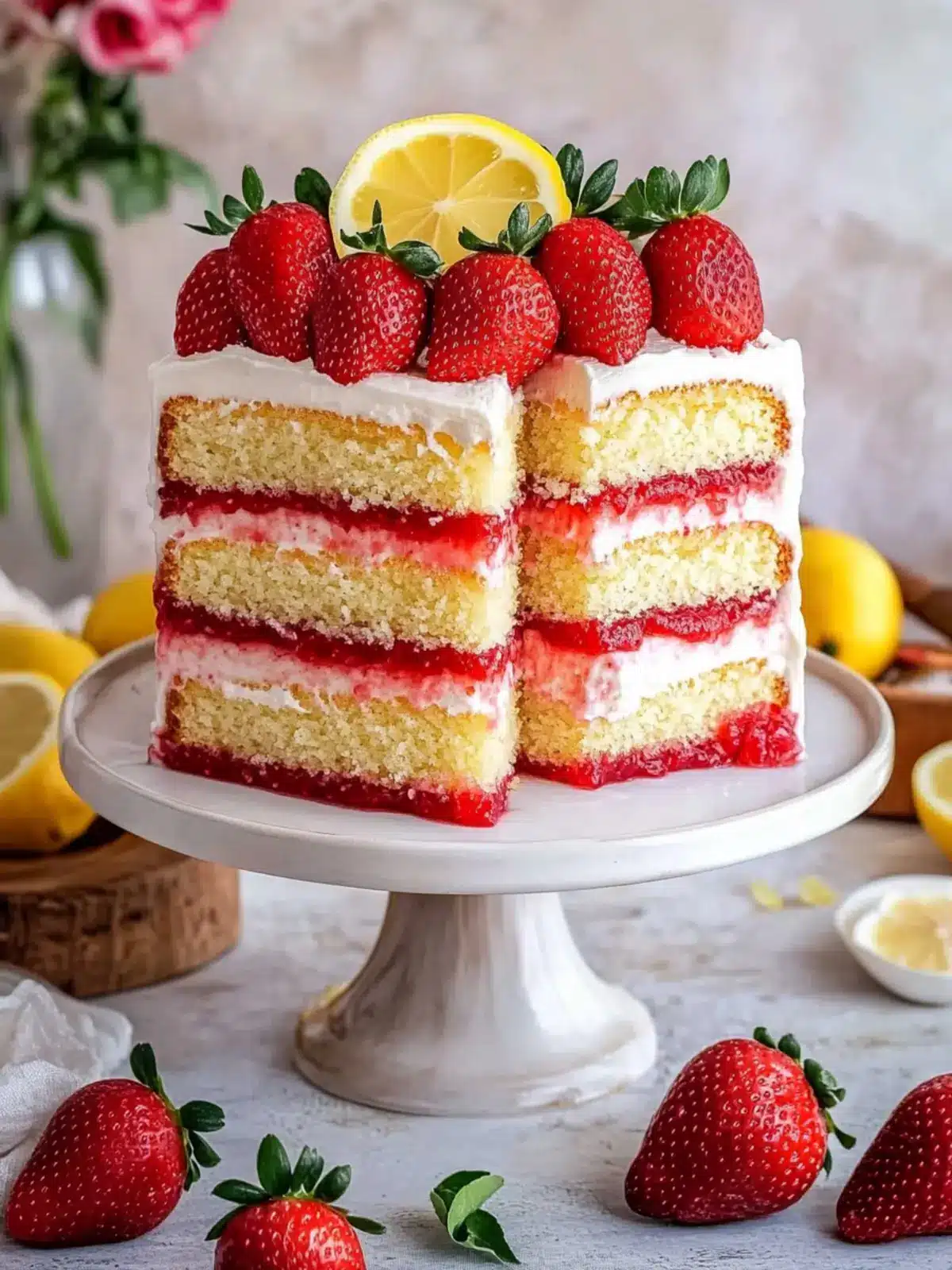 Lemon Strawberry Jam Cake