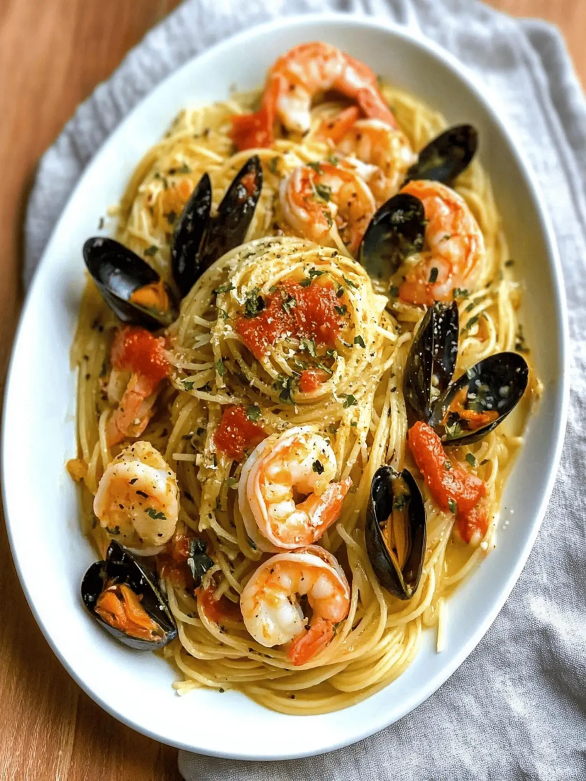 Garlic Butter & White Wine Seafood Pasta