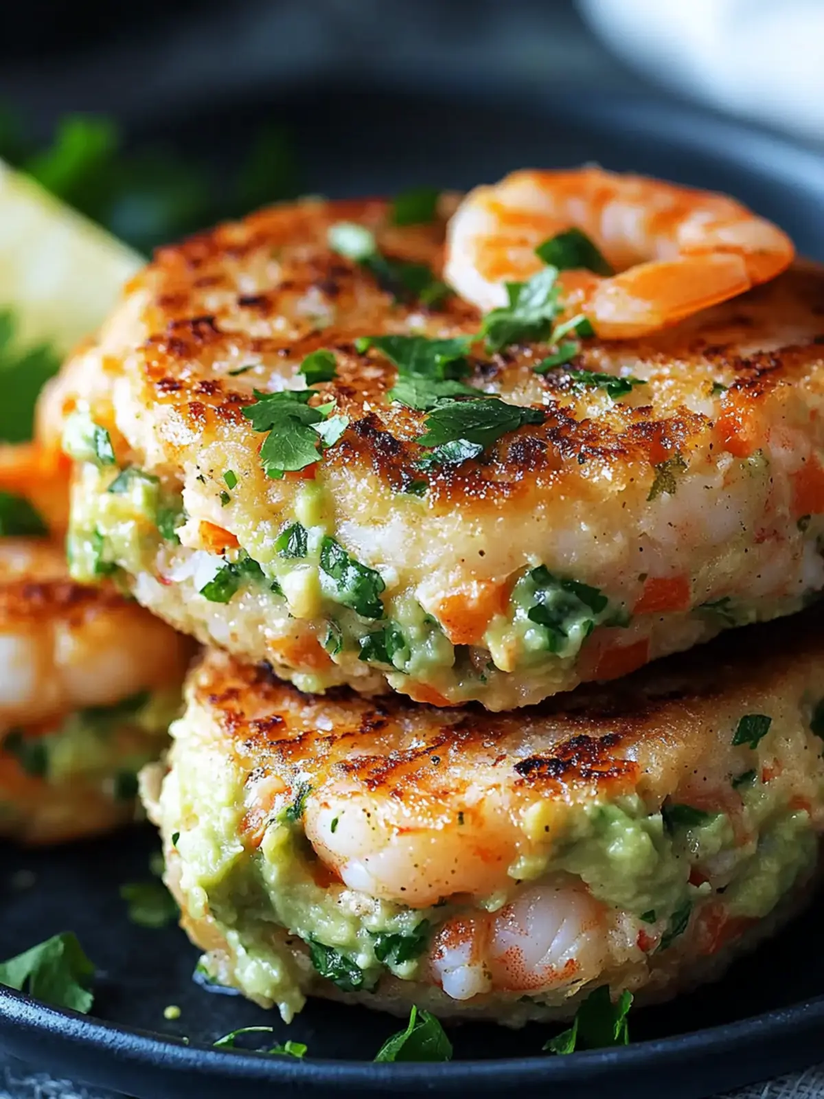 Shrimp Burgers with Cilantro and Guacamole