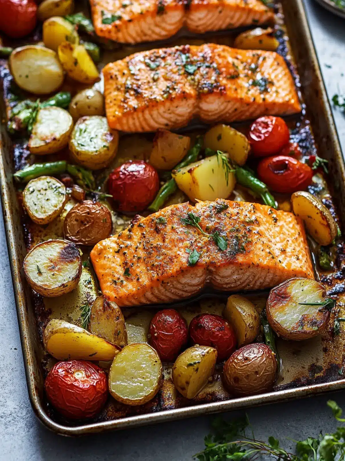 Sheetpan Salmon and Potatoes With Veggies
