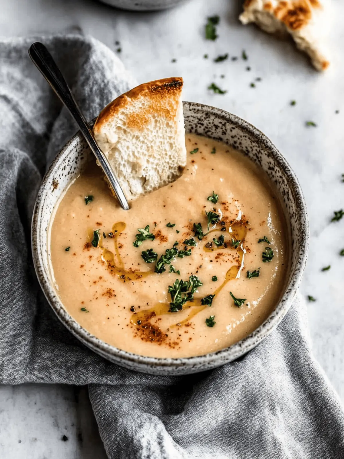 Creamy Roasted Garlic Cauliflower Soup