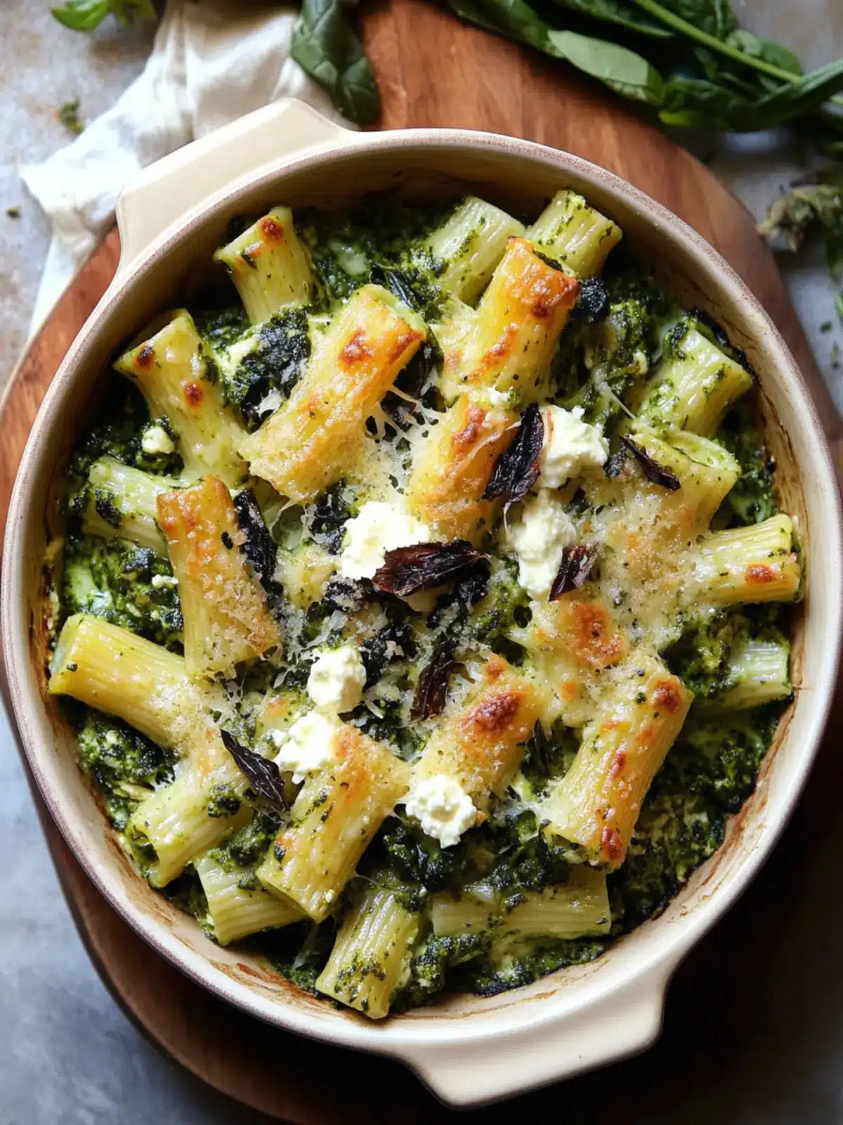 Baked Rigatoni With Spinach Pesto And Ricotta Bliss 4 Baked Rigatoni With Spinach Pesto And Ricotta