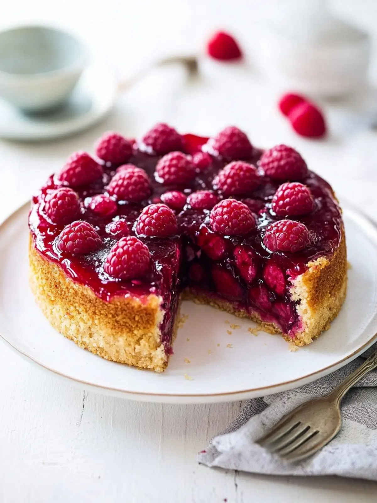 Raspberry And Almond Upside Down Cake