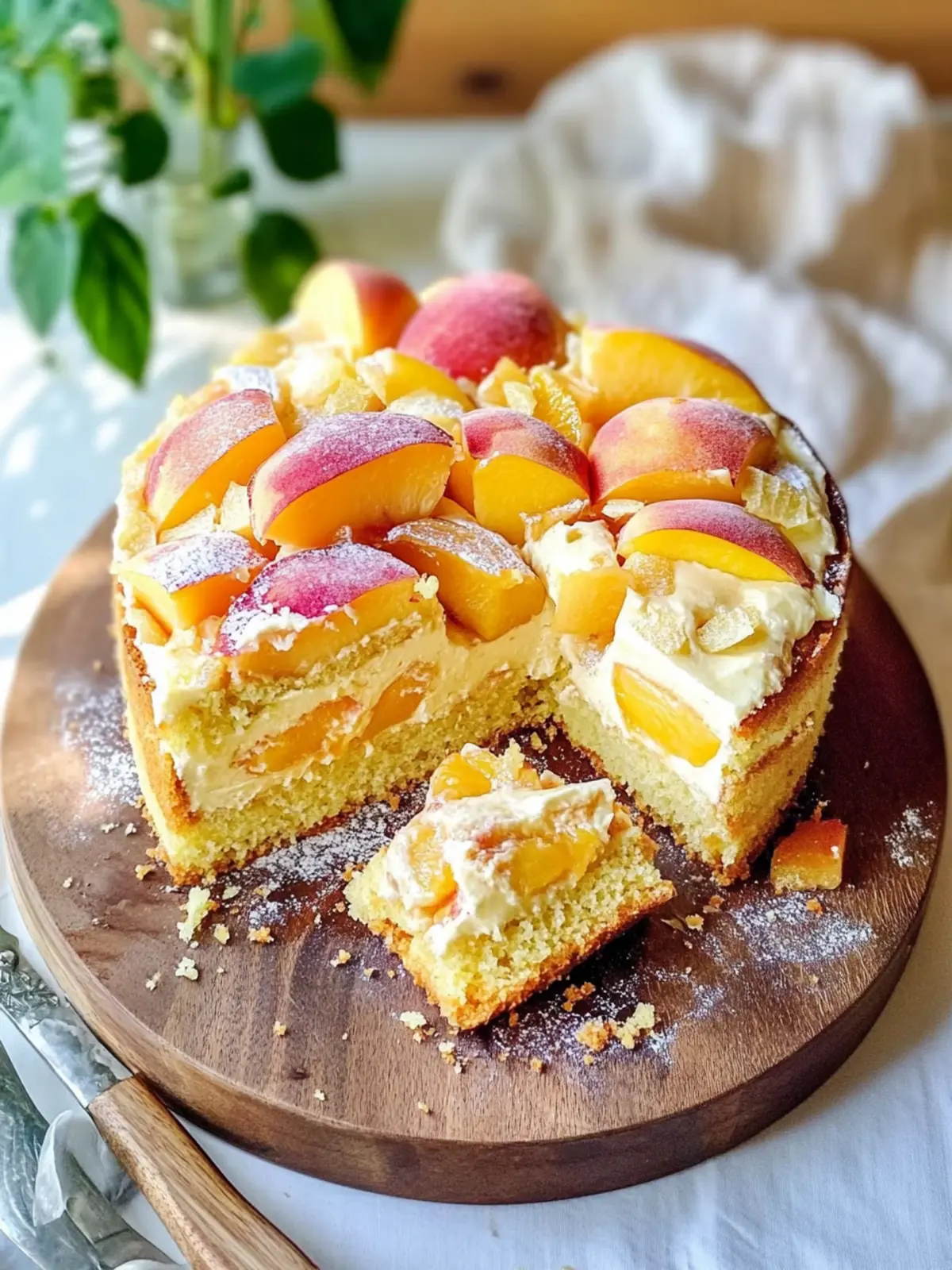 Peach, Custard & White Chocolate Cake