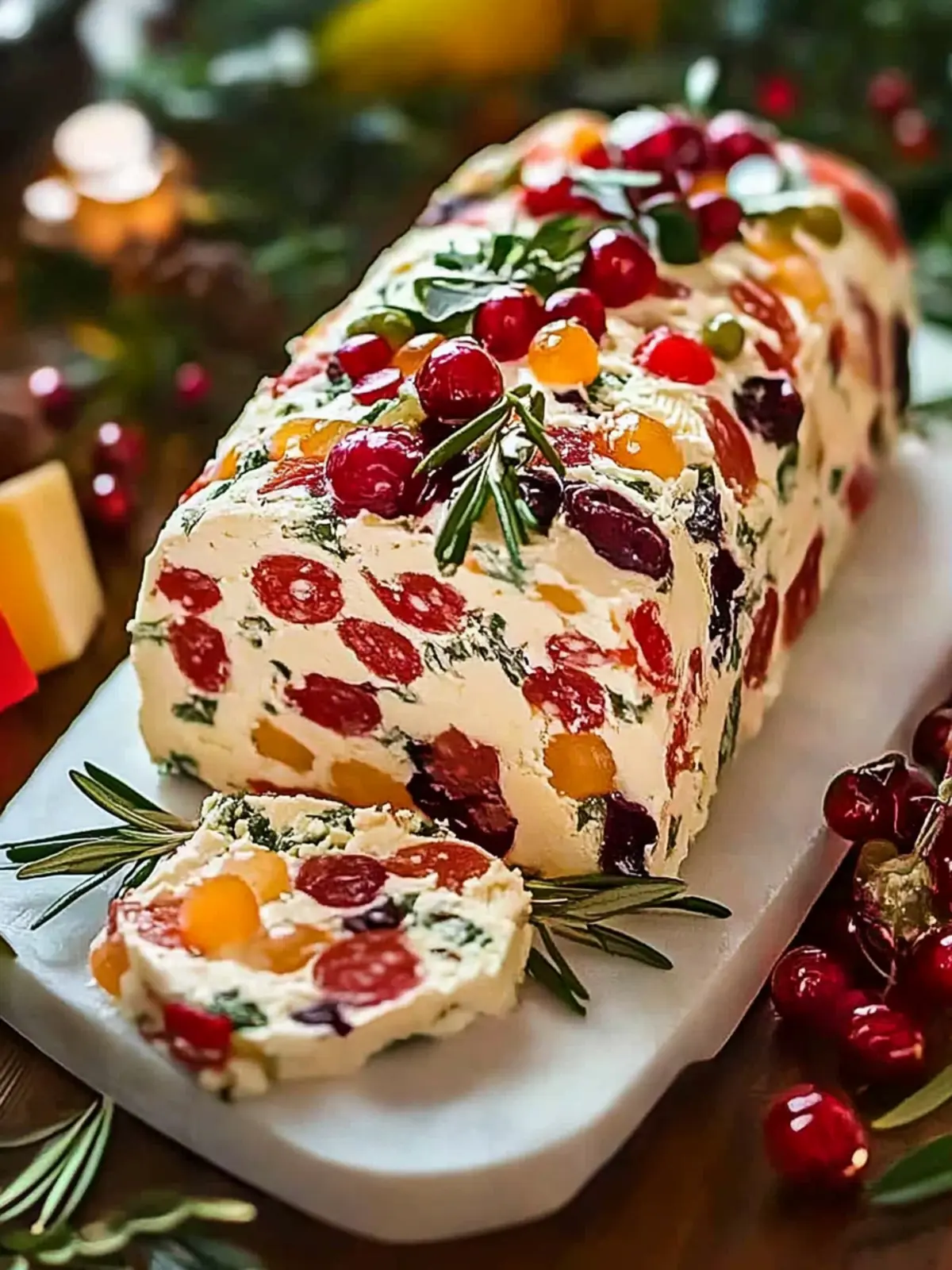 Holiday Antipasto Cheese Log