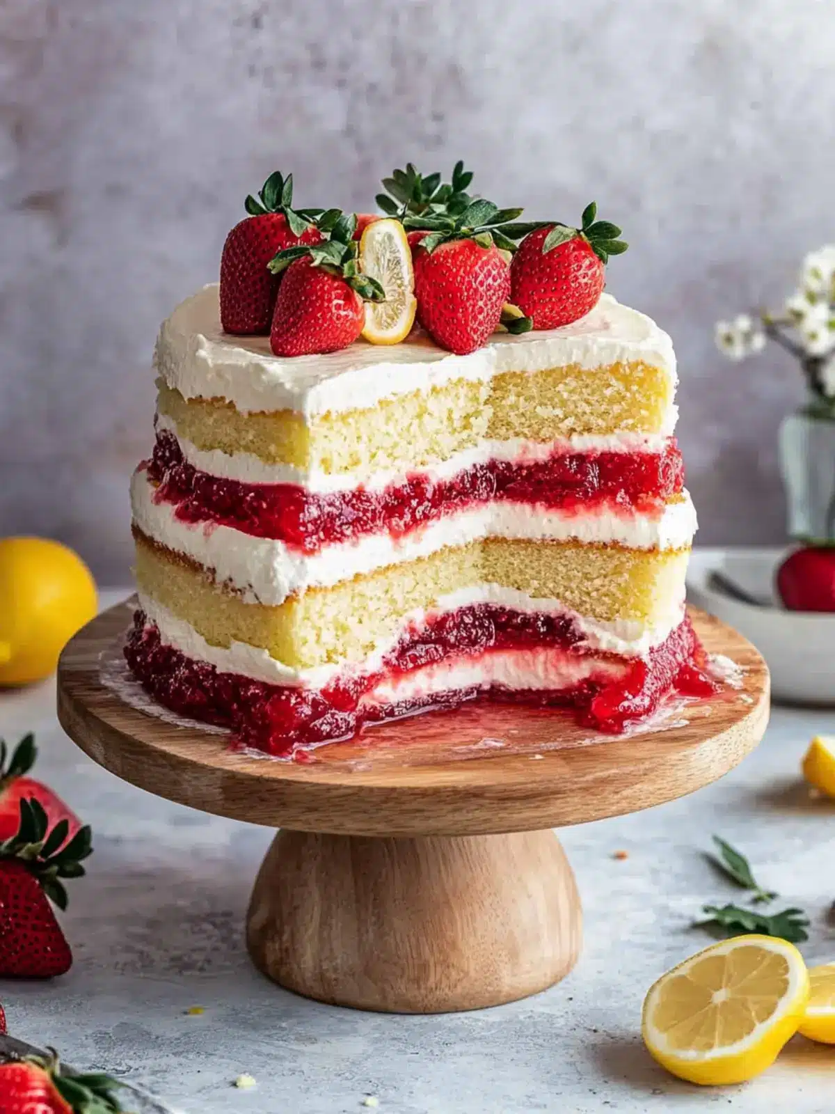Lemon Strawberry Jam Cake