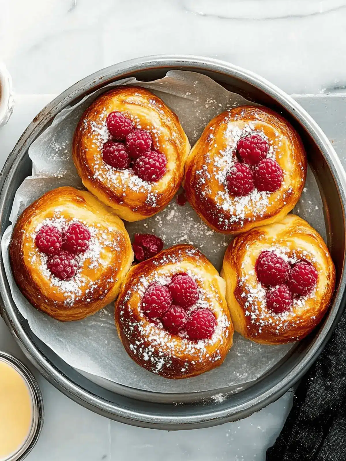 Vanilla Brioche Buns with Raspberries