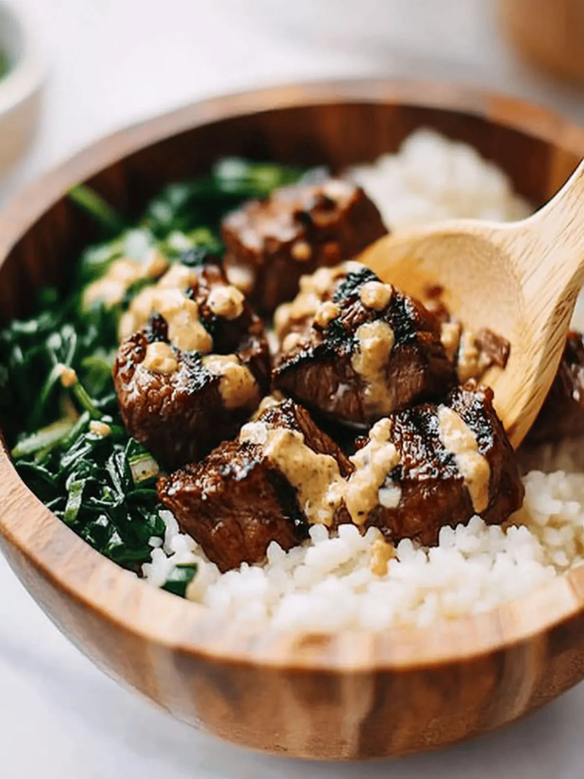 Steak Bites with Miso Ginger Dressing