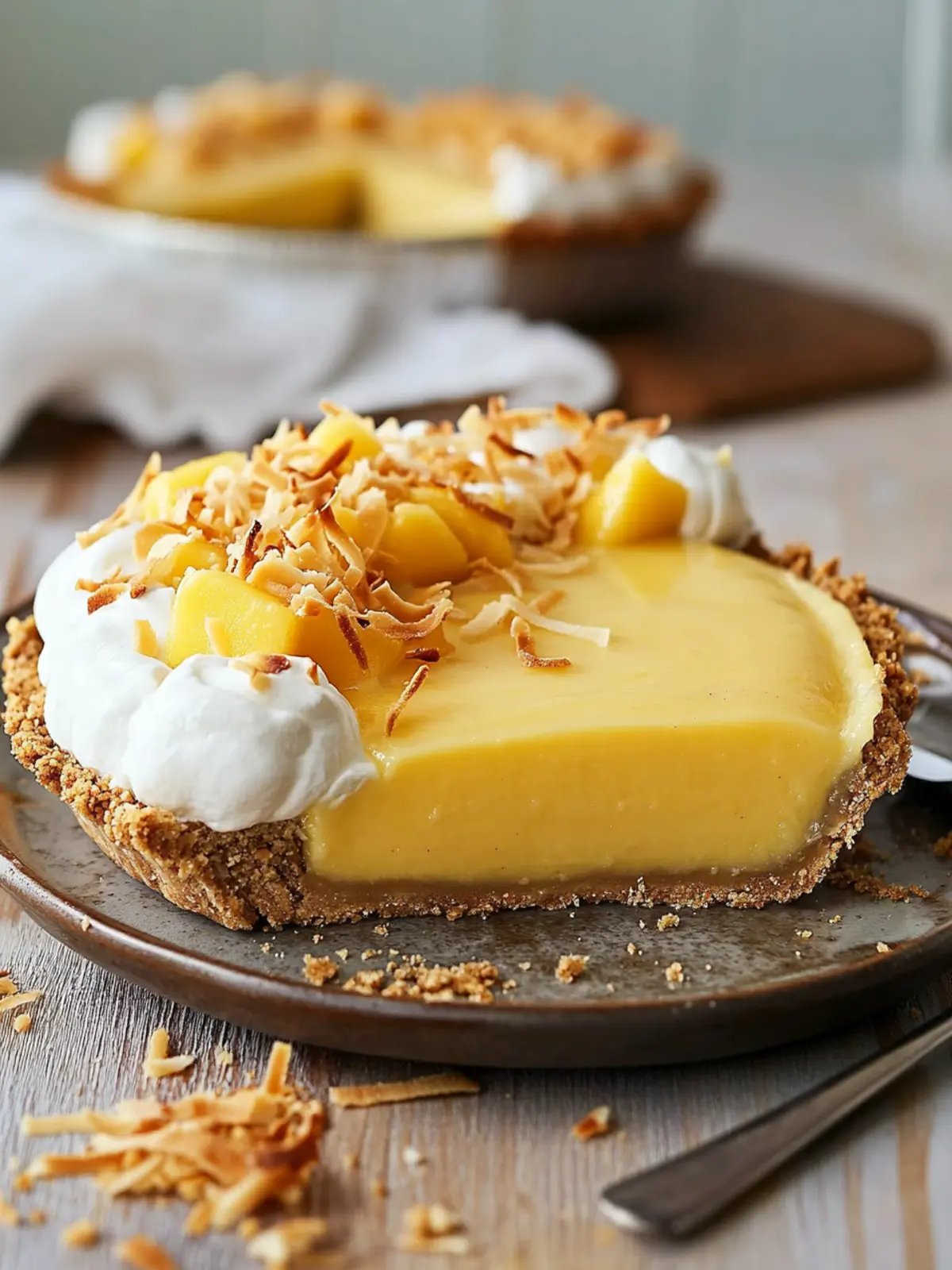 Mango Coconut with Coconut Graham Cracker Crust Pie