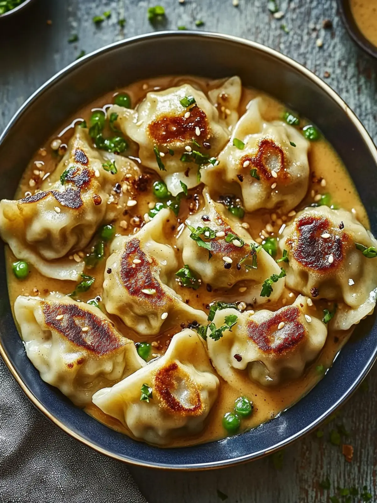 Easy Oven-Baked Dumplings with Creamy Peanut Sauce