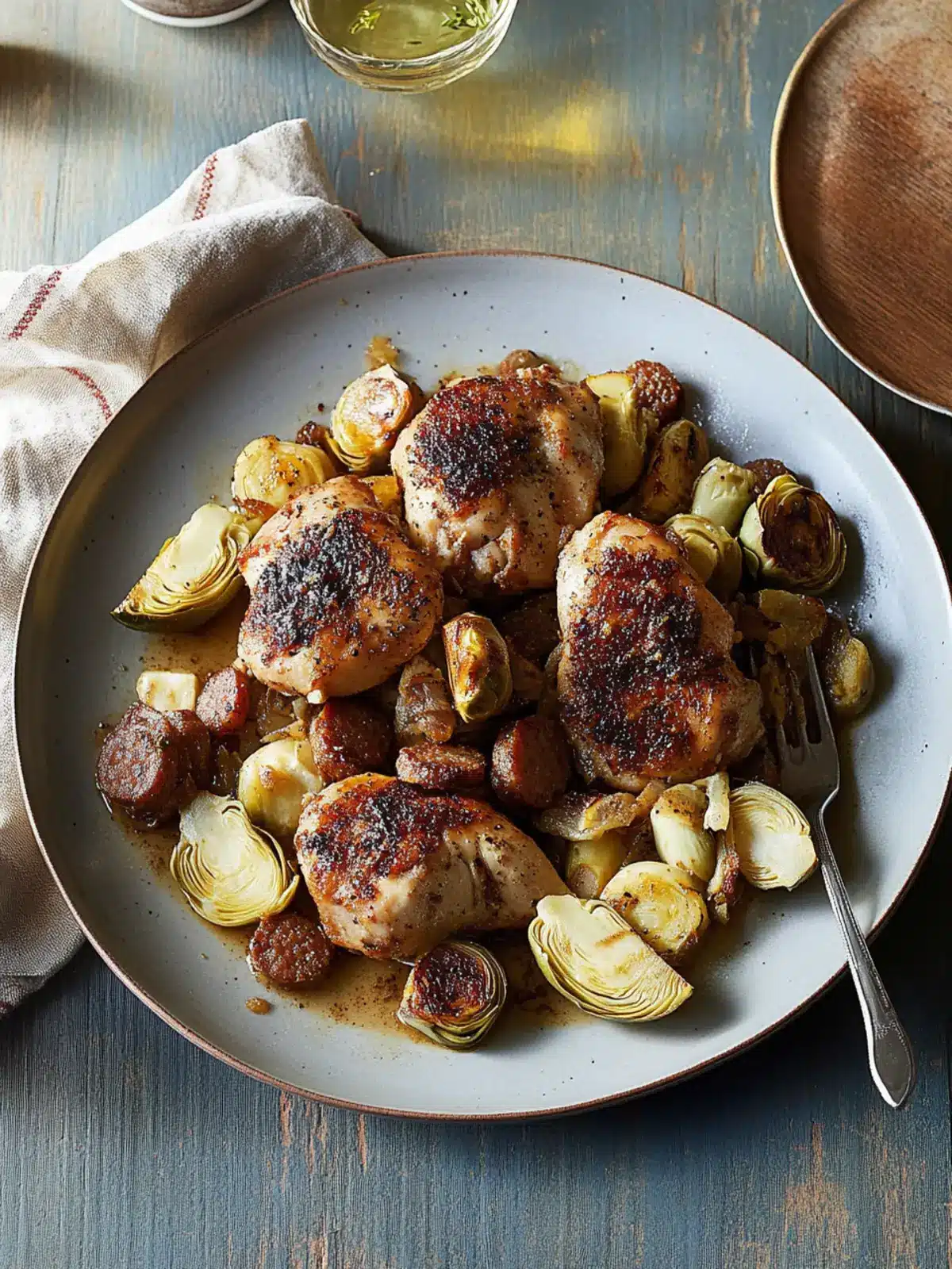 Savory Chicken with Sausage, White Wine and Artichokes Delight 4 Chicken with Sausage, White Wine and Artichokes