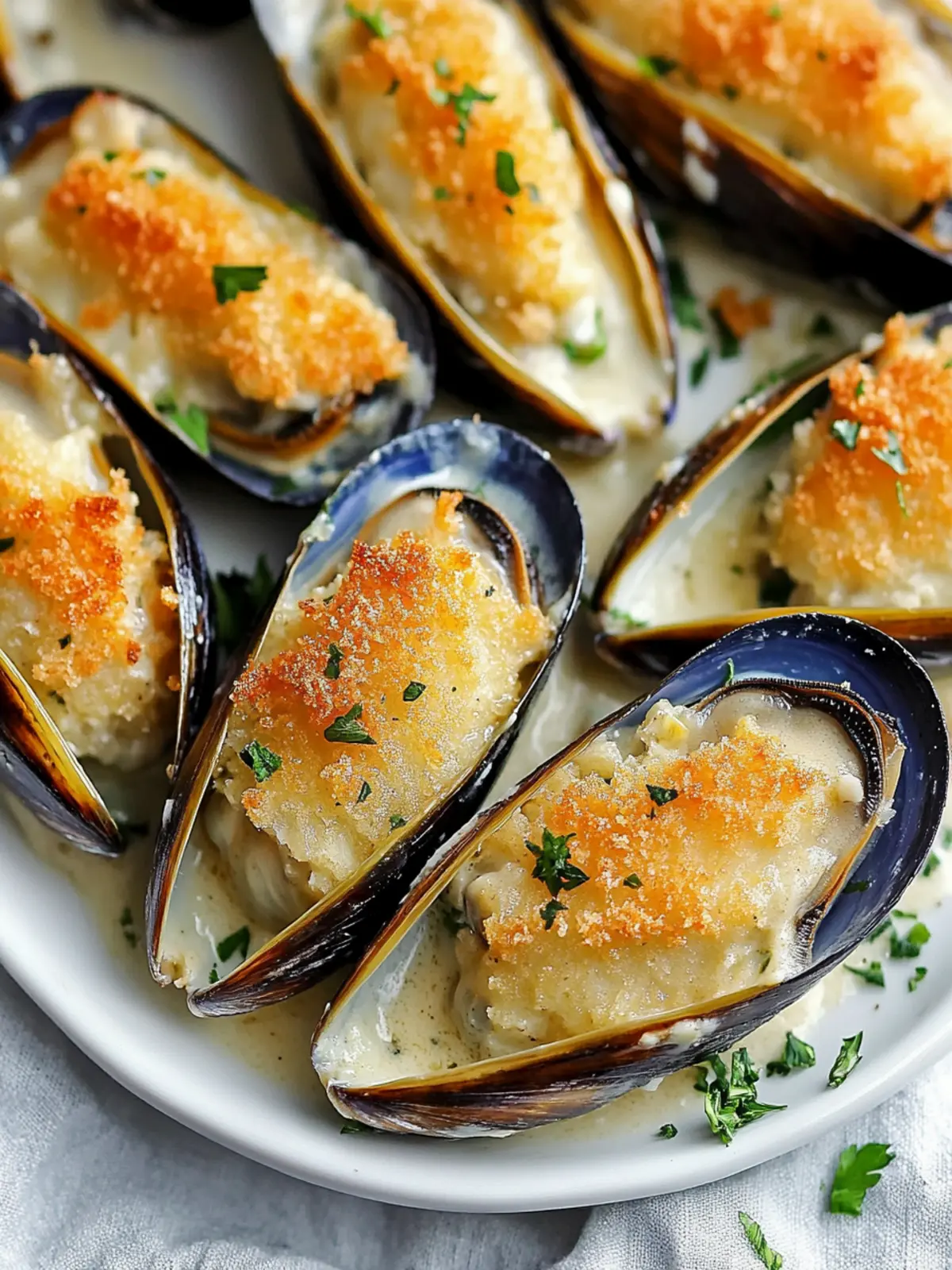 Stuffed Baked Mussels with Creamy Garlic-Bechamel Bliss