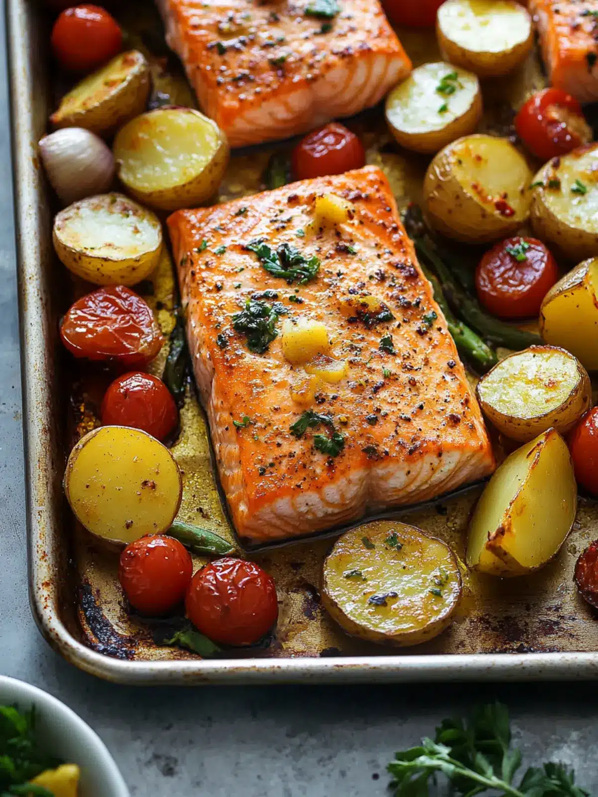 Sheetpan Salmon and Potatoes With Veggies