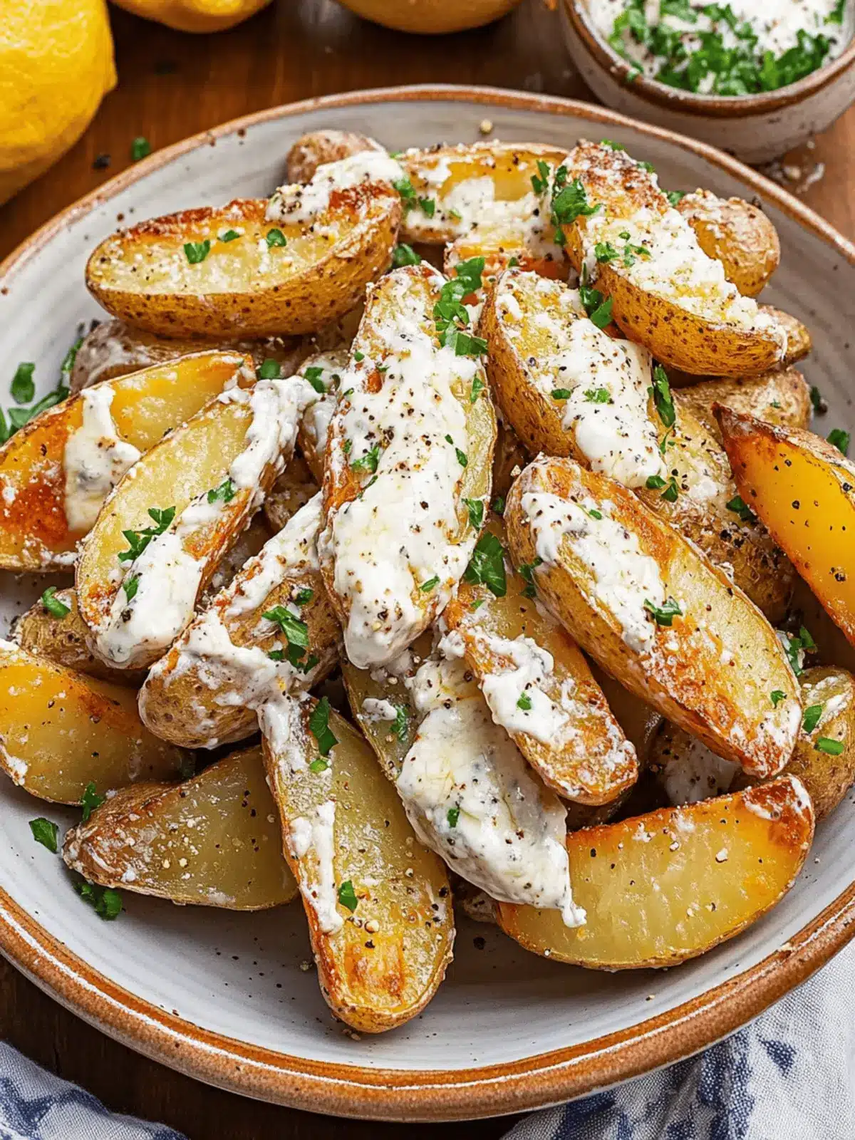 Roasted Potatoes in a Melted Goat Cheese Dressing