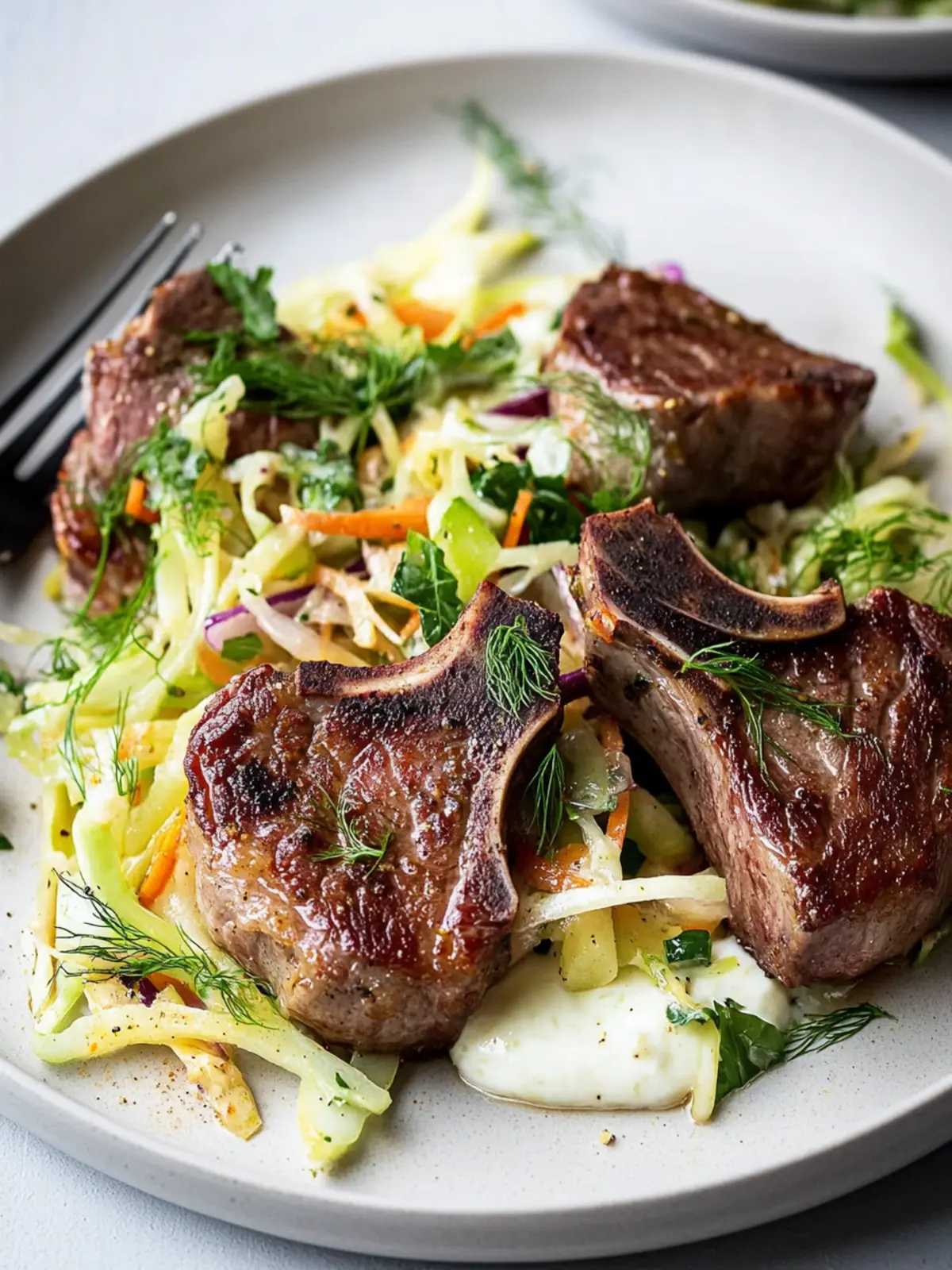 Lamb Chops with Fennel Slaw & Spiced Yogurt