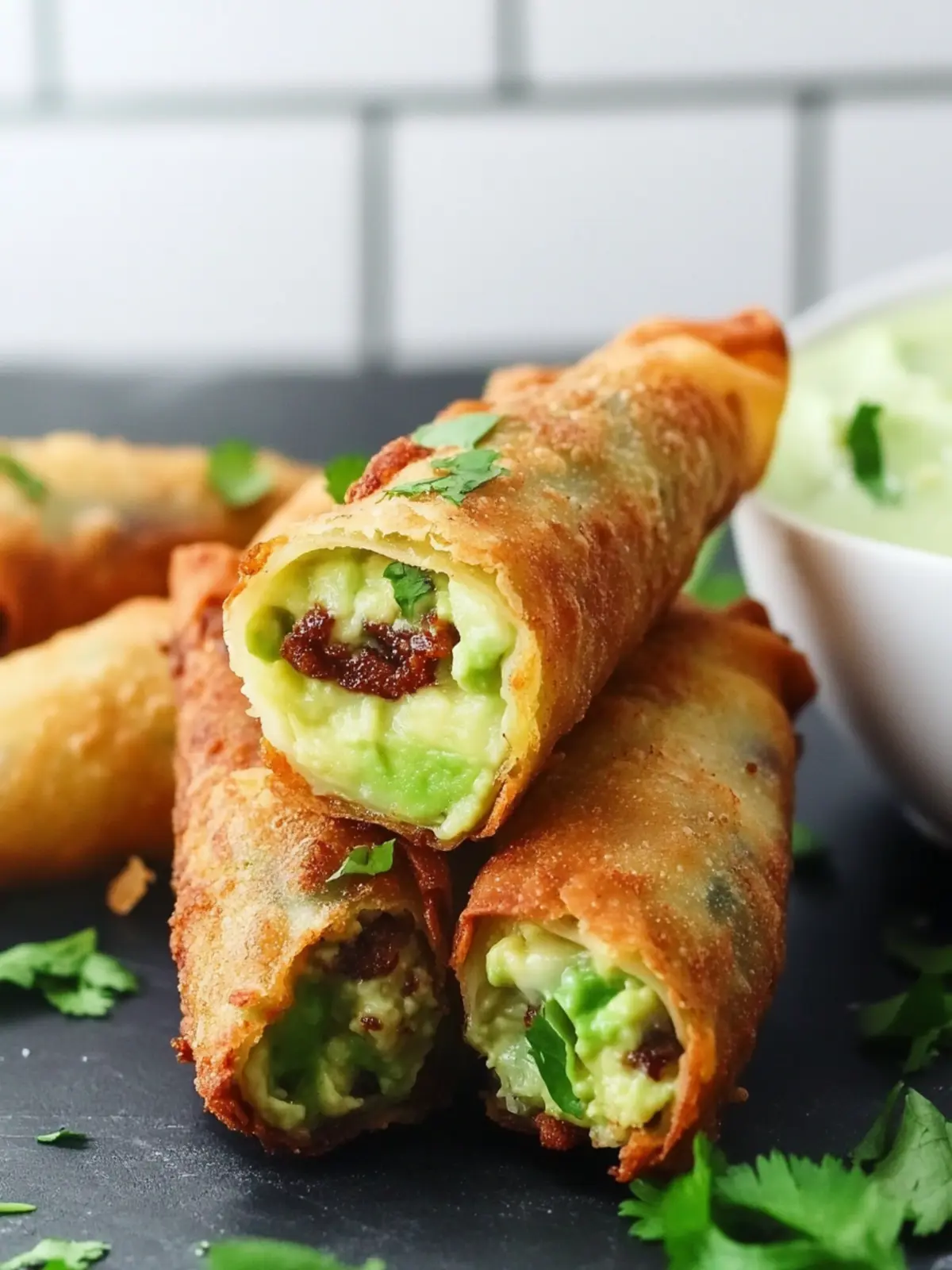 Vegan Copycat Cheesecake Factory Avocado Egg Rolls with JalapeÃ±o Ranch