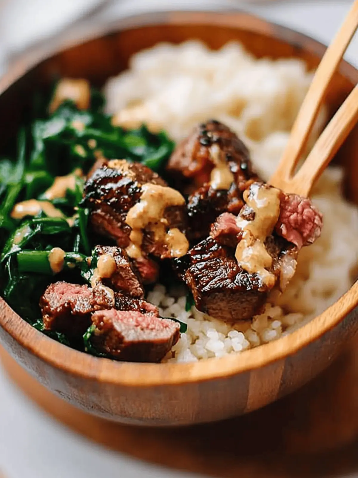 Steak Bites with Miso Ginger Dressing