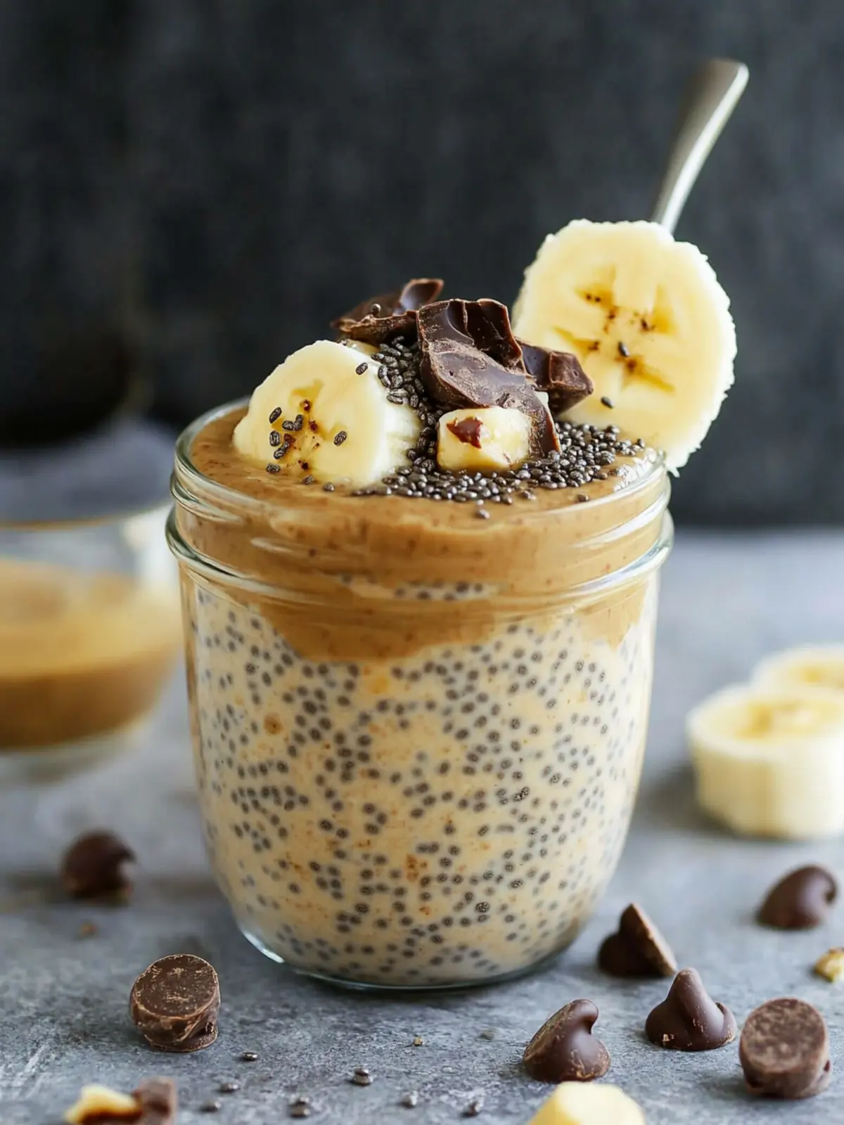 Peanut Butter & Banana Chocolate Chip Chia Pudding